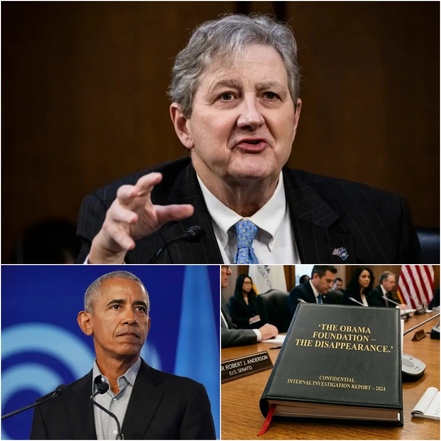 Cover Image for “Obama’s downfall spread like wildfire after Senator John Kennedy revealed the $638 million ‘ghost money’ scandal involving the Obama Foundation – ‘This is my legacy that you’re touching!’