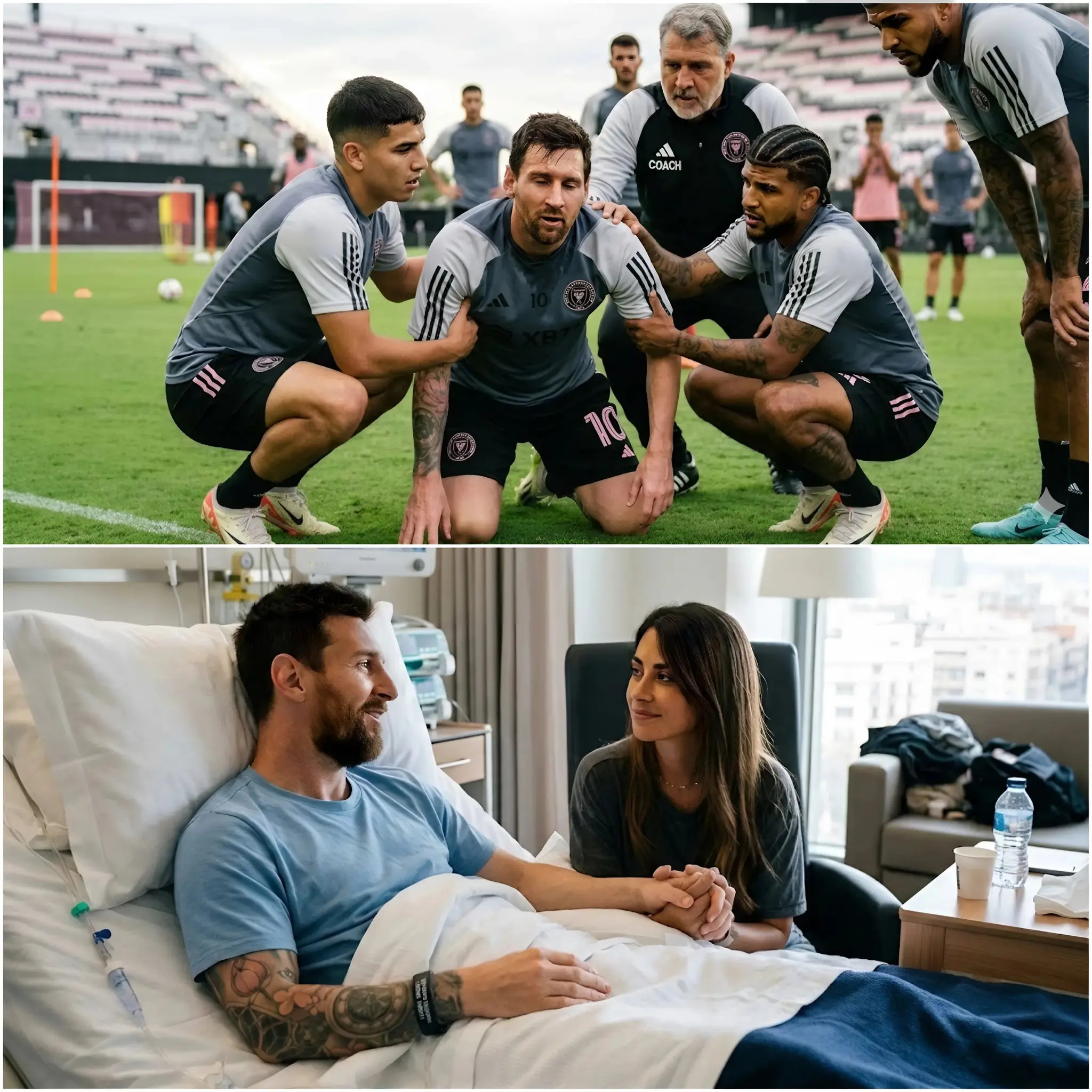 Cover Image for Panic spread throughout Inter Miami’s training center as players and medical staff witnessed star forward Lionel Messi suddenly collapse during a recent training session.