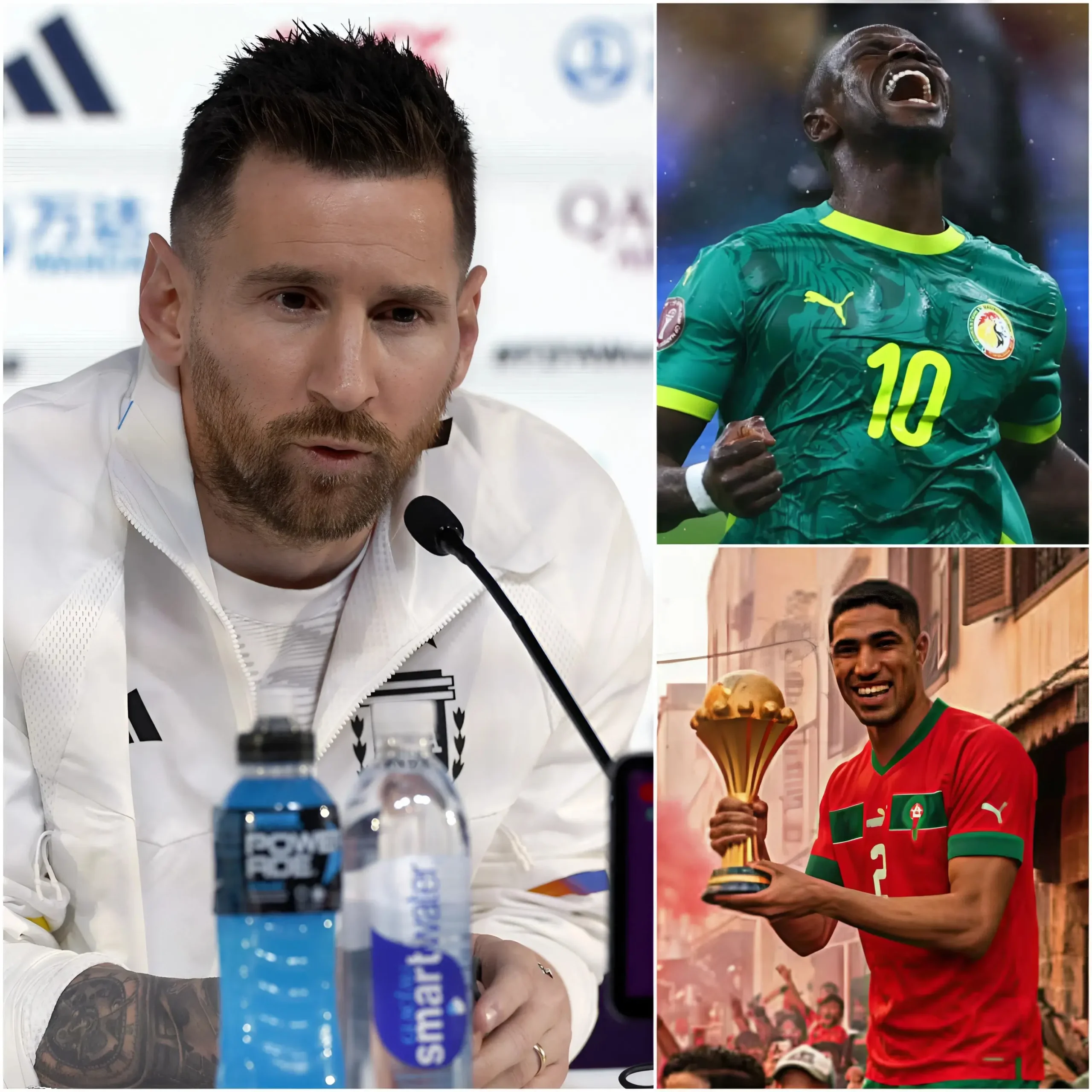 Cover Image for 5 MINUTES AGO: Lionel Messi has broken his silence by publicly criticizing the “STRANGE CONTINENTAL TITLE” of the Morocco national football team. The 2022 World Cup winner mocked it as a disgrace to world football and declared that he, along with other players, would fight to restore justice for the Senegal national football team…