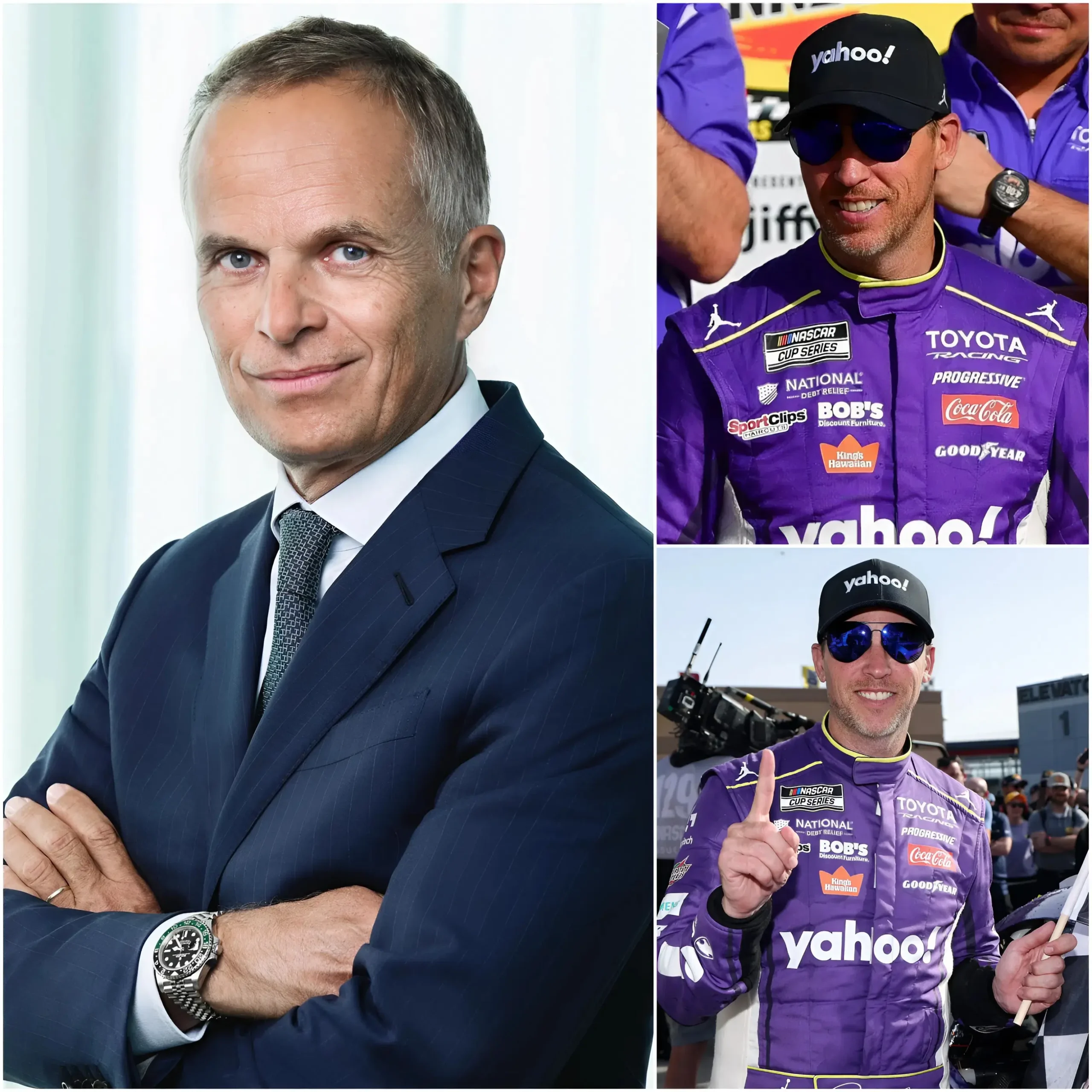 Cover Image for 🌍🏁 GLOBAL SHOCK IN NASCAR & LIFESTYLE: Rolex CEO Jean-Frédéric Dufour — the head of the iconic watch brand — has sent shockwaves by personally appointing NASCAR driver Denny Hamlin as the youngest global ambassador in the company’s history, with a contract worth $40 million.
