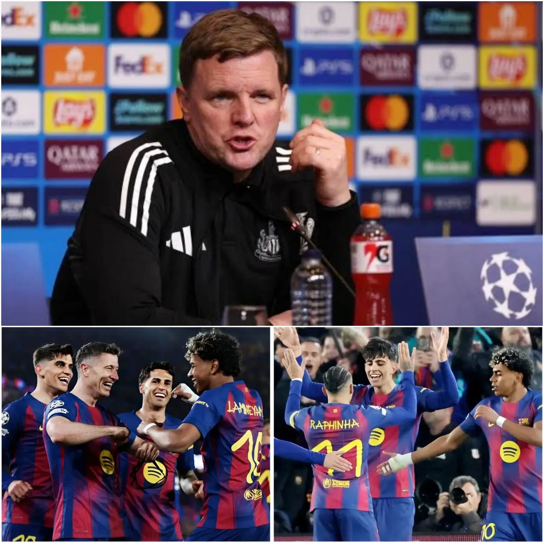 Cover Image for “It’s terrible, I’ve never in my life seen a player so outstanding,” Eddie Howe exclaimed in despair after Newcastle United’s painful and humiliating 7-2 defeat to Barcelona in the Champions League.