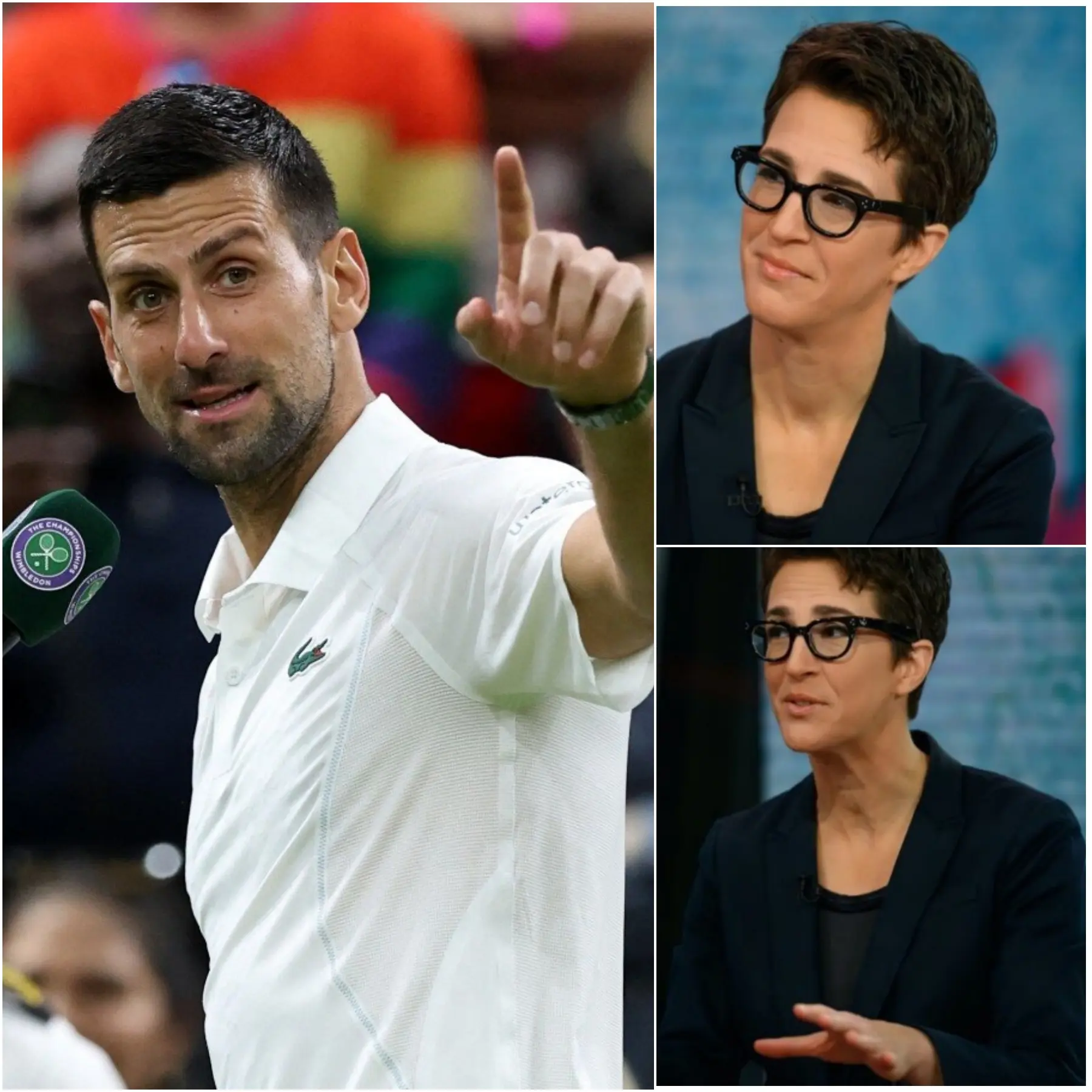 Cover Image for “YOU SHOULD SHUT UP, SO THIS WORLD CAN BE CLEAN!” — Rachel Maddow’s tweet backfired after Novak Djokovic read it live on television.