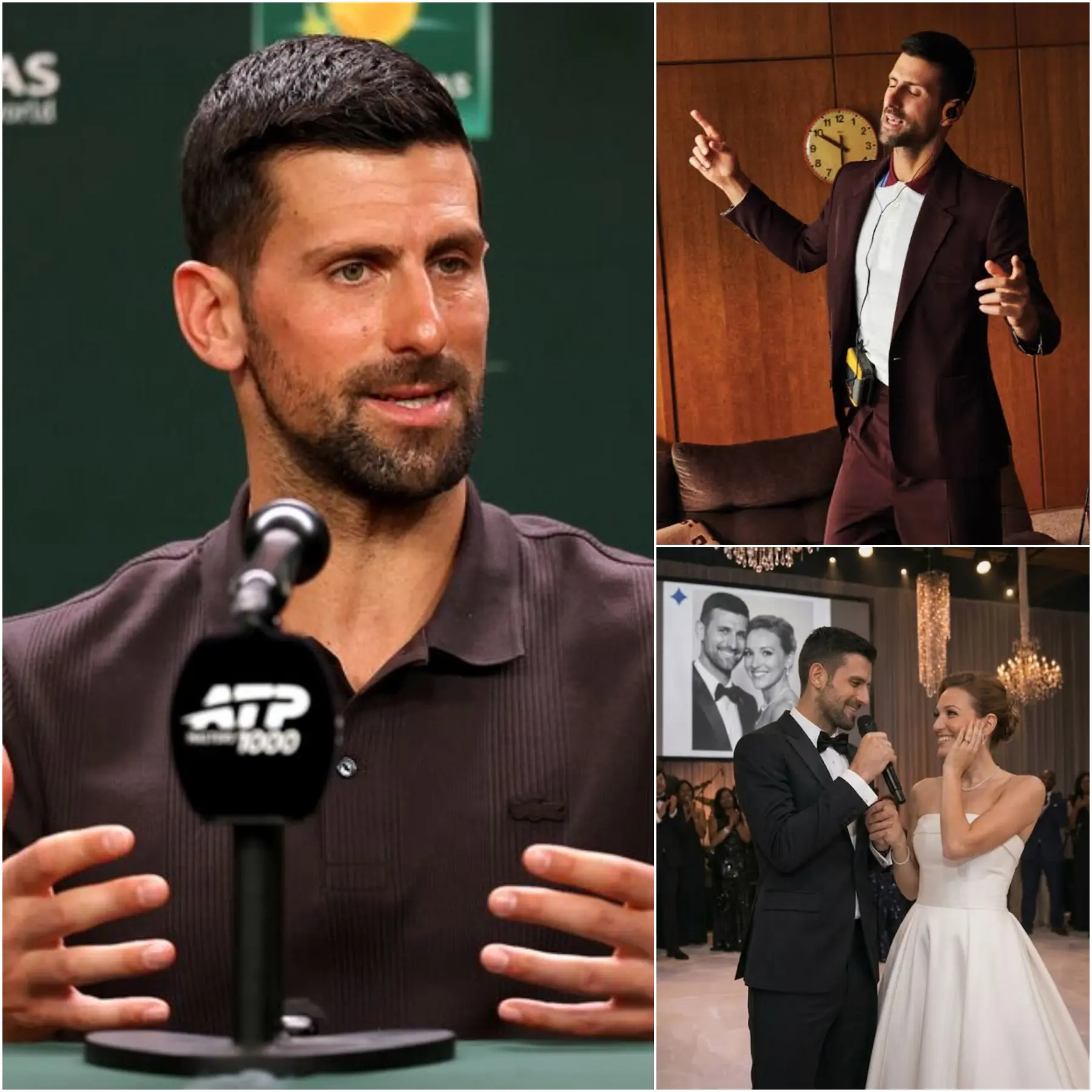 Cover Image for A SPECIAL MOMENT THAT BREAKS THE EMOTION: Last night, Novak Djokovic performed a moving rendition of “I Can’t Help Falling in Love” in memory of his wife, Jelena, who was watching from the audience.