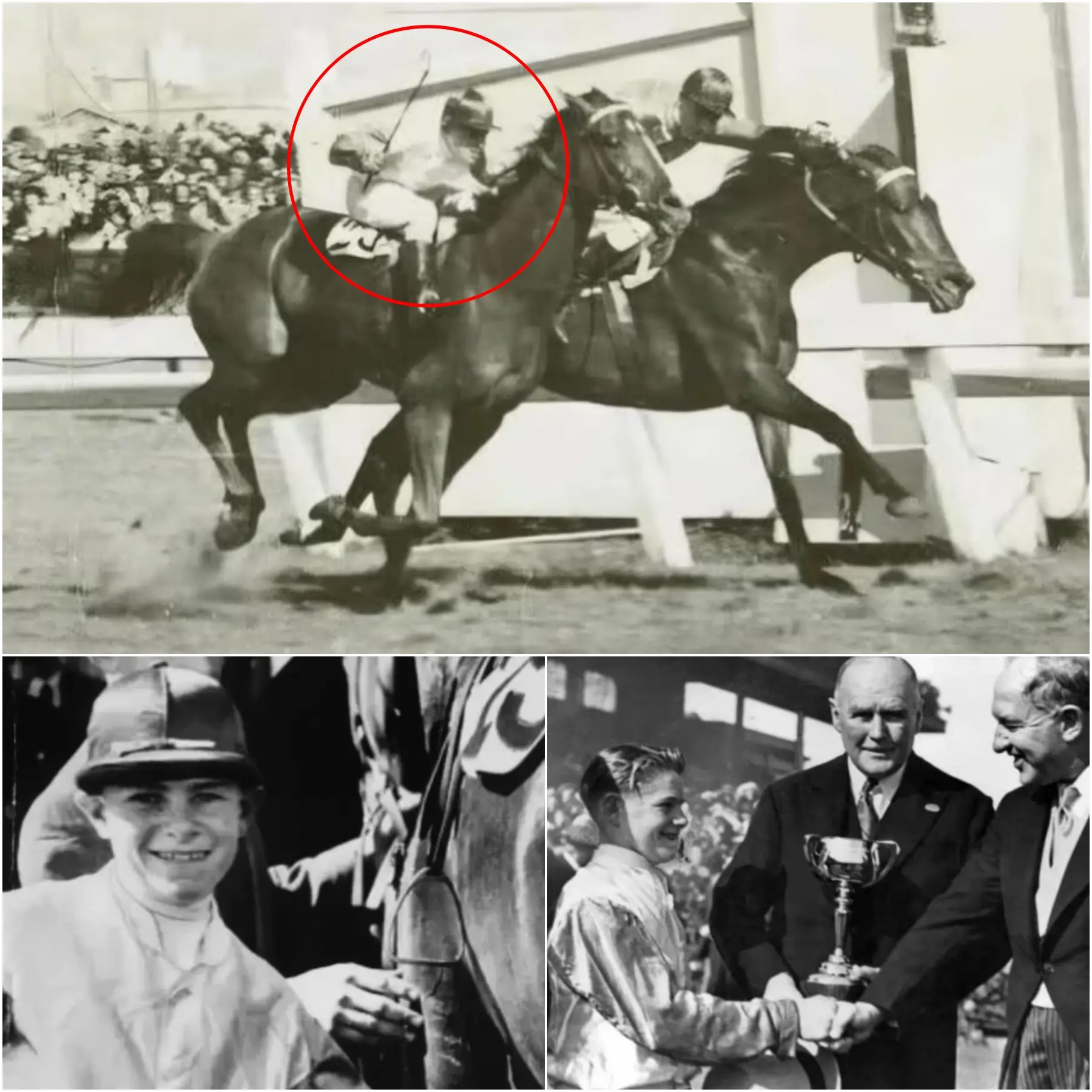 Cover Image for THE BOY FROM BIRCHIP: The 15-year-old boy who made history with his “impossible mission” victory at the 1948 Melbourne Cup – a miraculous story that lives on in the Victorian countryside!