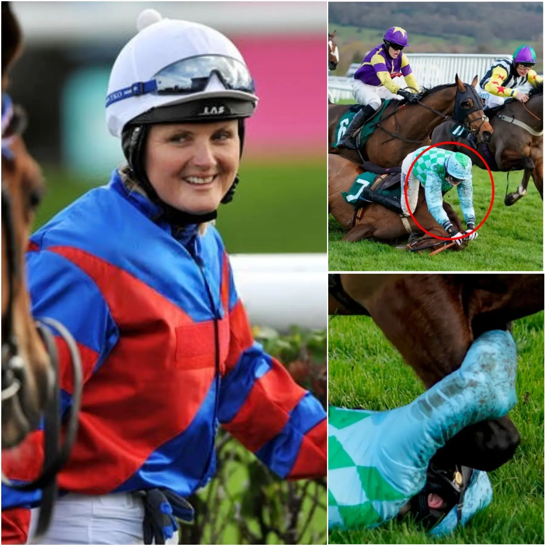 Cover Image for A shocking incident at Cheltenham 2026: Female equestrian Gina Andrews was kicked directly in the face by a horse, falling into a coma on the racetrack but still retaining her reflexes, astonishing the audience.