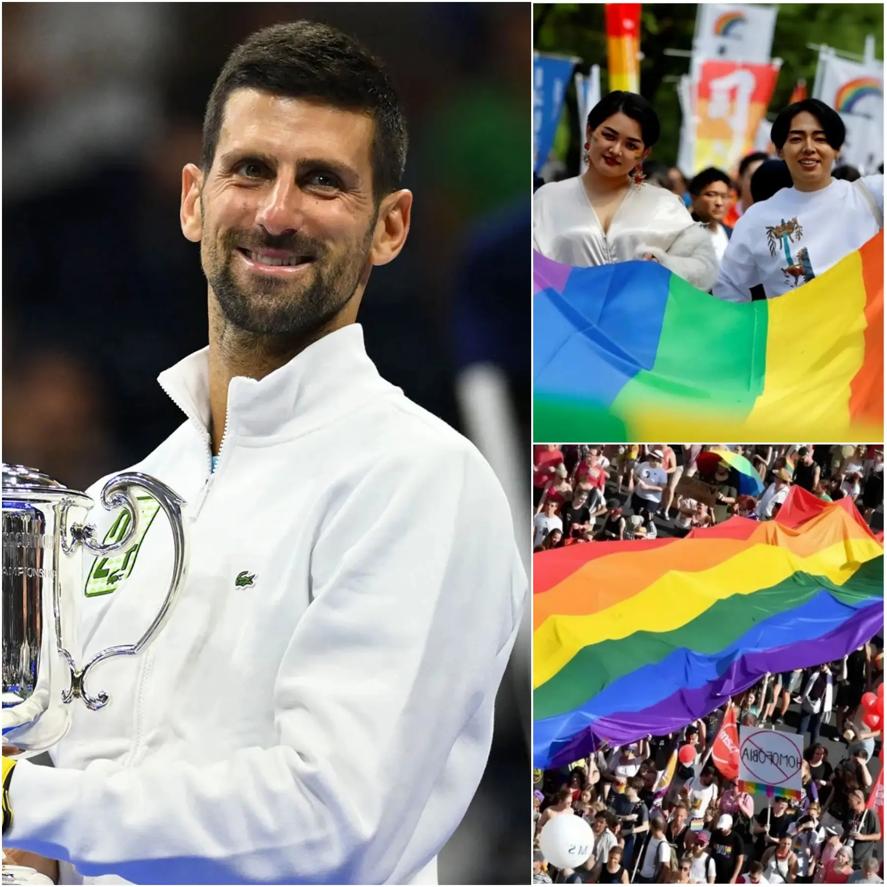 Cover Image for BREAKING NEWS: Novak Djokovic publicly refuses to wear the LGBT rainbow bracelet during major matches in the coming seasons. The Serbian tennis star stated: