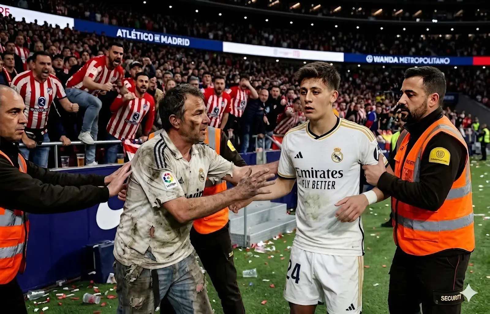 Cover Image for Madrid derbisi sonrası güvenlik görevlileri adamı durdurmaya çalıştı, ancak Arda Güler sakin bir şekilde elini kaldırıp yumuşak bir sesle şöyle dedi: “Bırakın yaklaşsın.”