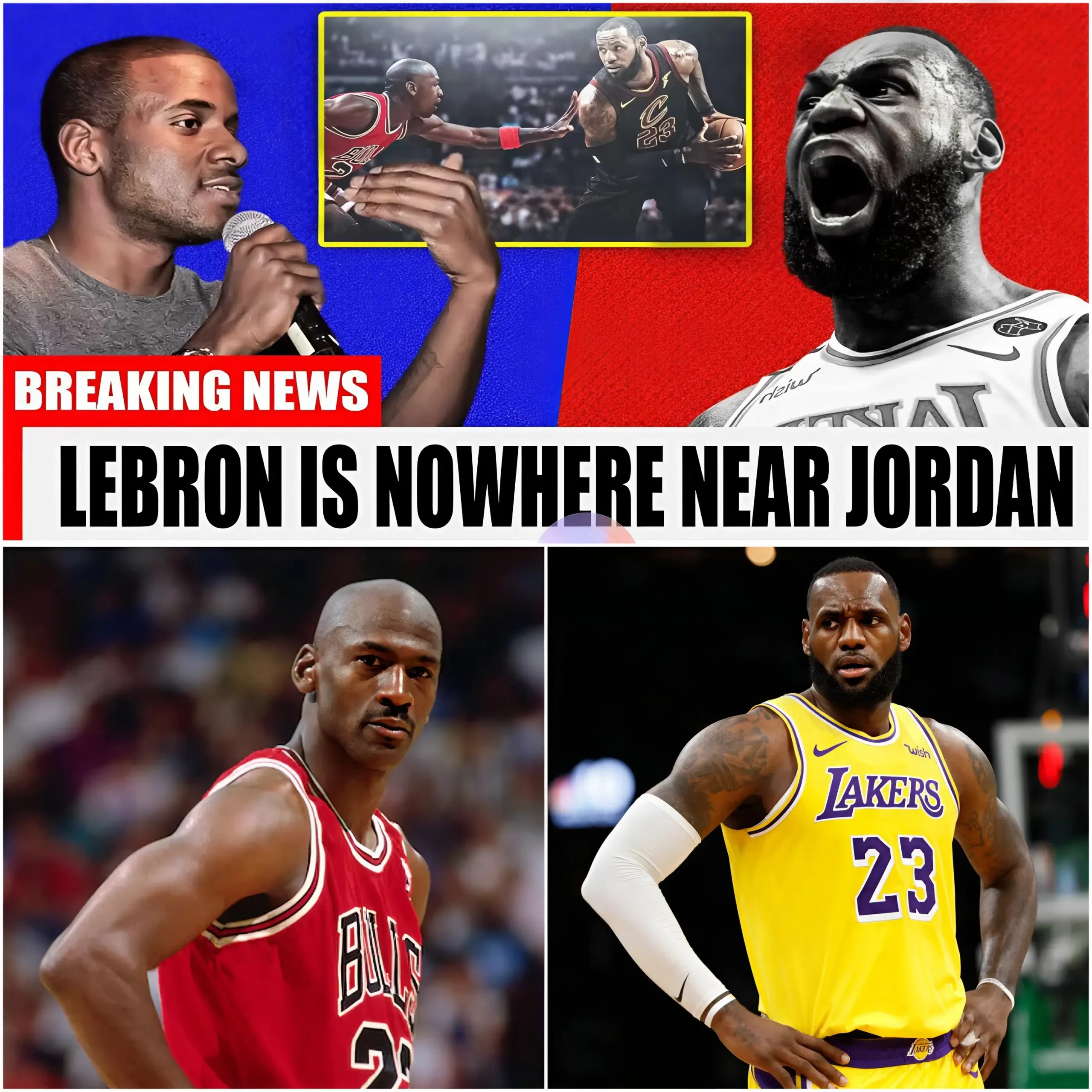 Cover Image for 🔥 LeBron isn’t even “close” to MJ?! A statement that shook the NBA! What seemed like just another familiar debate suddenly exploded when Charles Tabansi poured fuel on the fire with a shocking take.