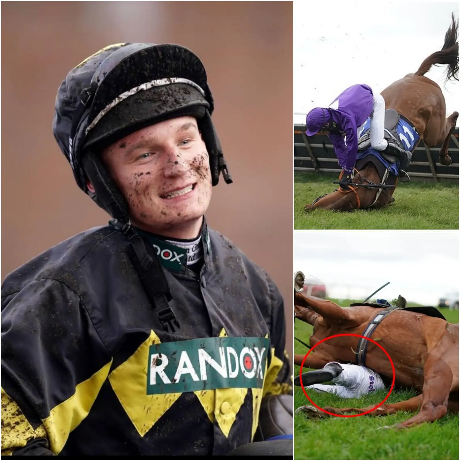 Cover Image for Breaking news: “Lucky” rider Harry Kimber unexpectedly crashed after being crushed by West Chinnock, with odds of 80-1, in a chaotic fall on the final stage at Wincanton.