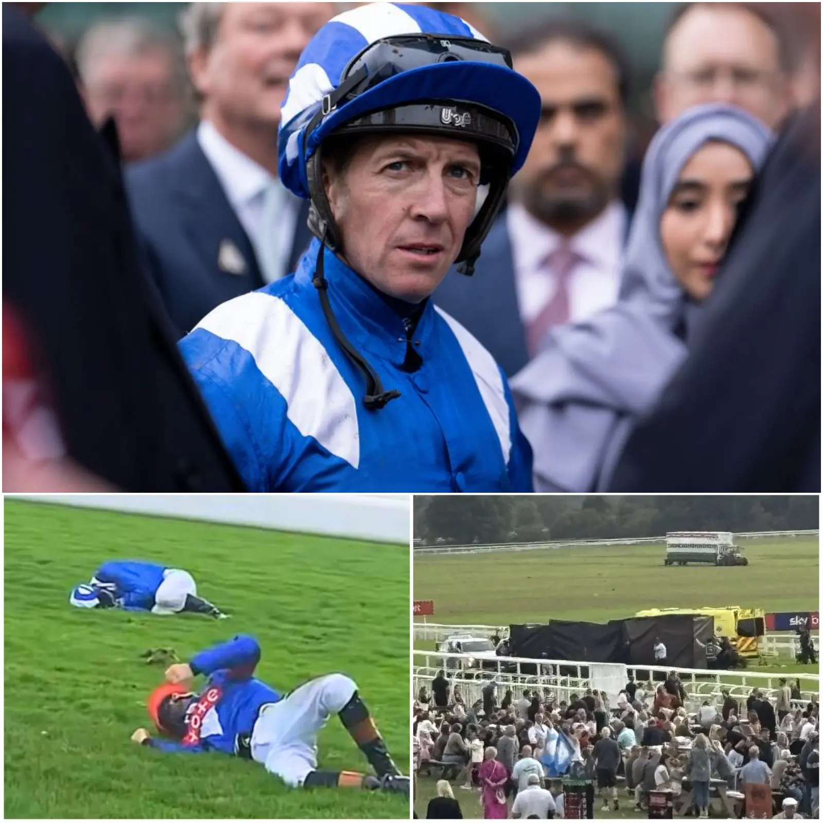 Cover Image for PANIC AT YORK RACETRACK: Two riders, Jim Crowley and Trevor Whelan, were hospitalized after a horrific fall, prompting the British Horse Racing Association (BHA) to launch an urgent investigation amid fan outrage over the decision to stop the race to save the two riders.