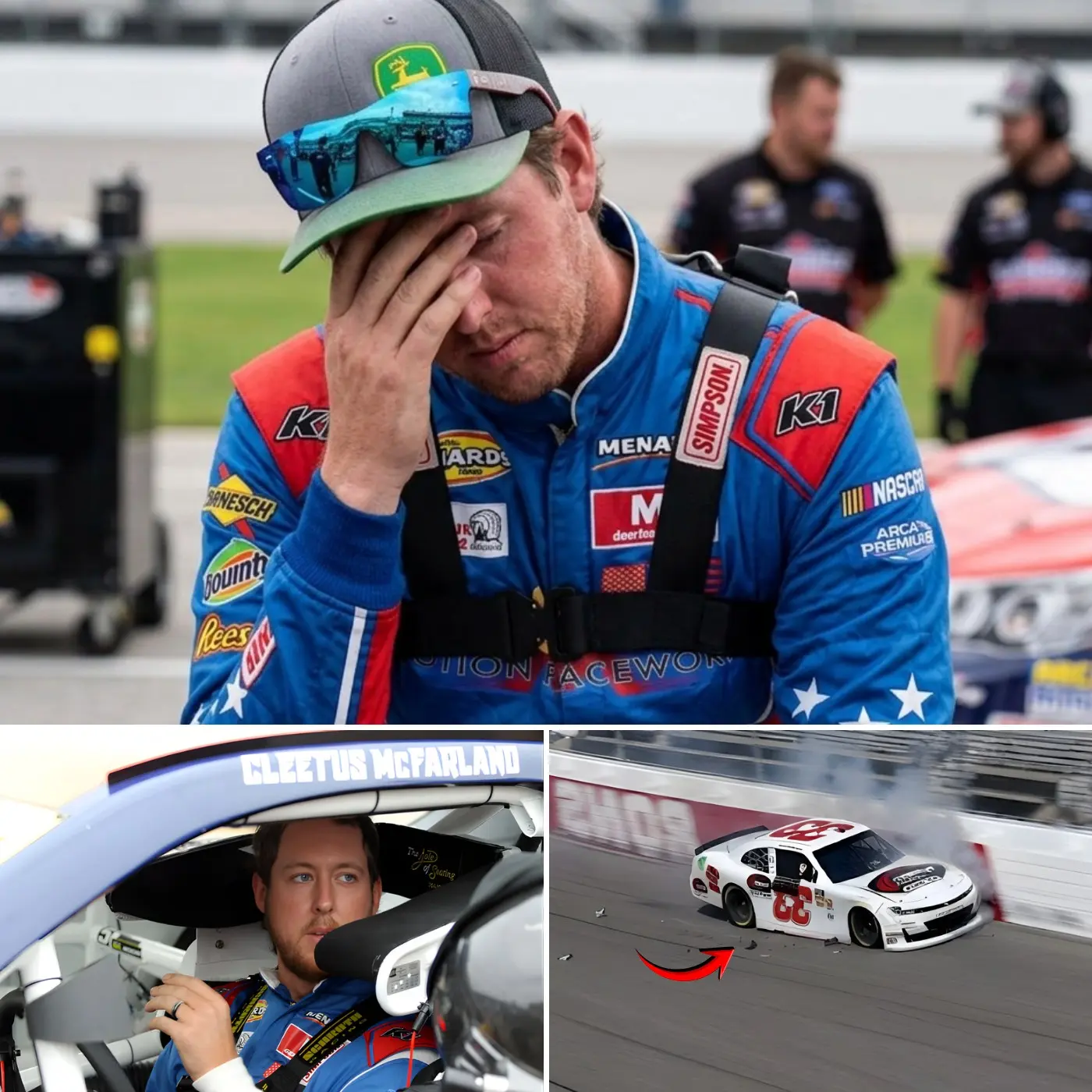 Cover Image for BREAKING NEWSšØ: āChaos at NASCAR testingā¦ā ā The horrific accident involving Cleetus McFarland has shaken the entire racing team