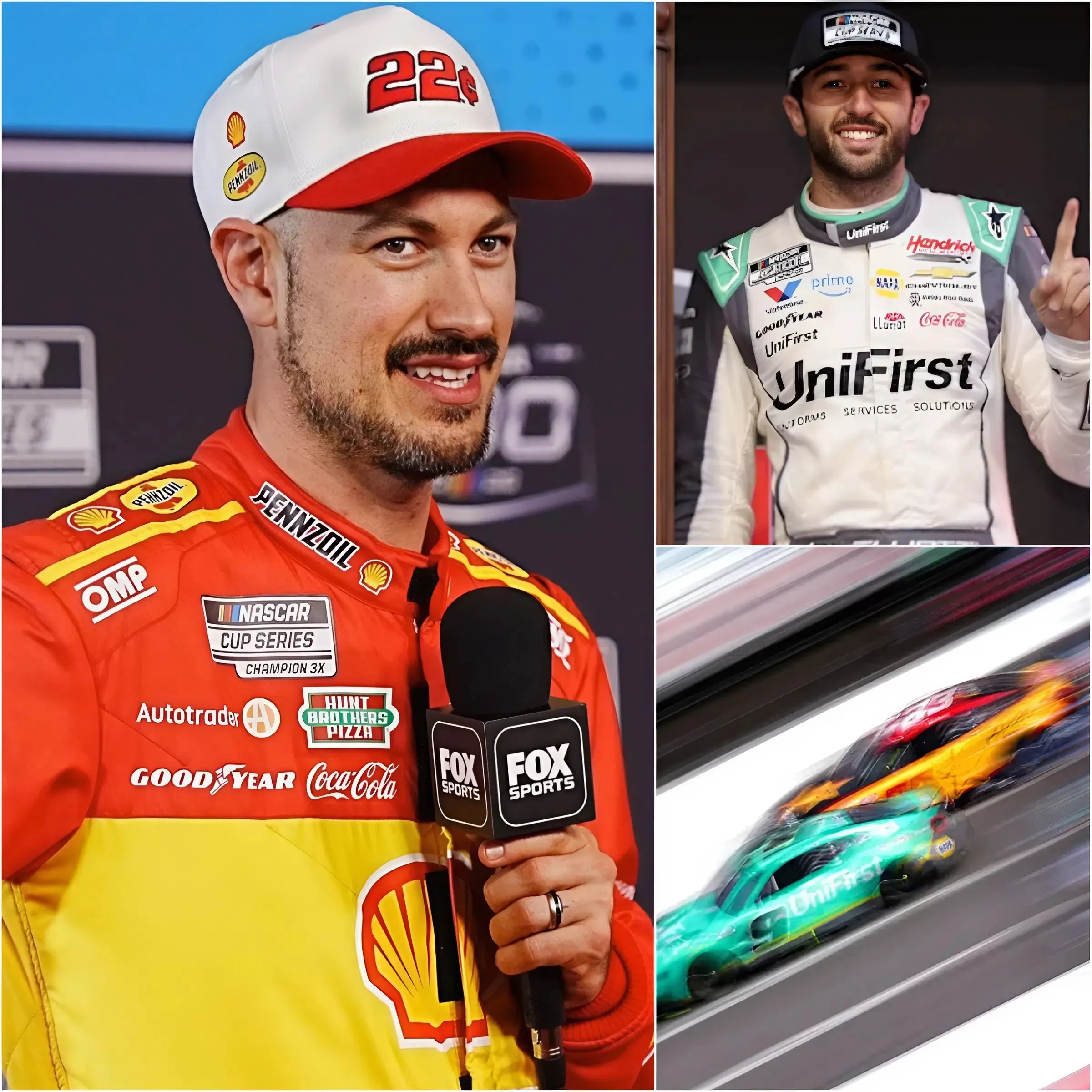 Cover Image for “HE CHEATED!” – Joey Logano Erupted With Accusations Leveled At Chase Elliott Following A Tense Race At The Cook Out 400 At Martinsville Speedway. After Finishing In Hot Pursuit, Logano Indignantly Declared That He Had Noticed Irregularities With His Rival’s Car, Alleging That Technical Factors Had Compromised His Own Handling And Strategy.