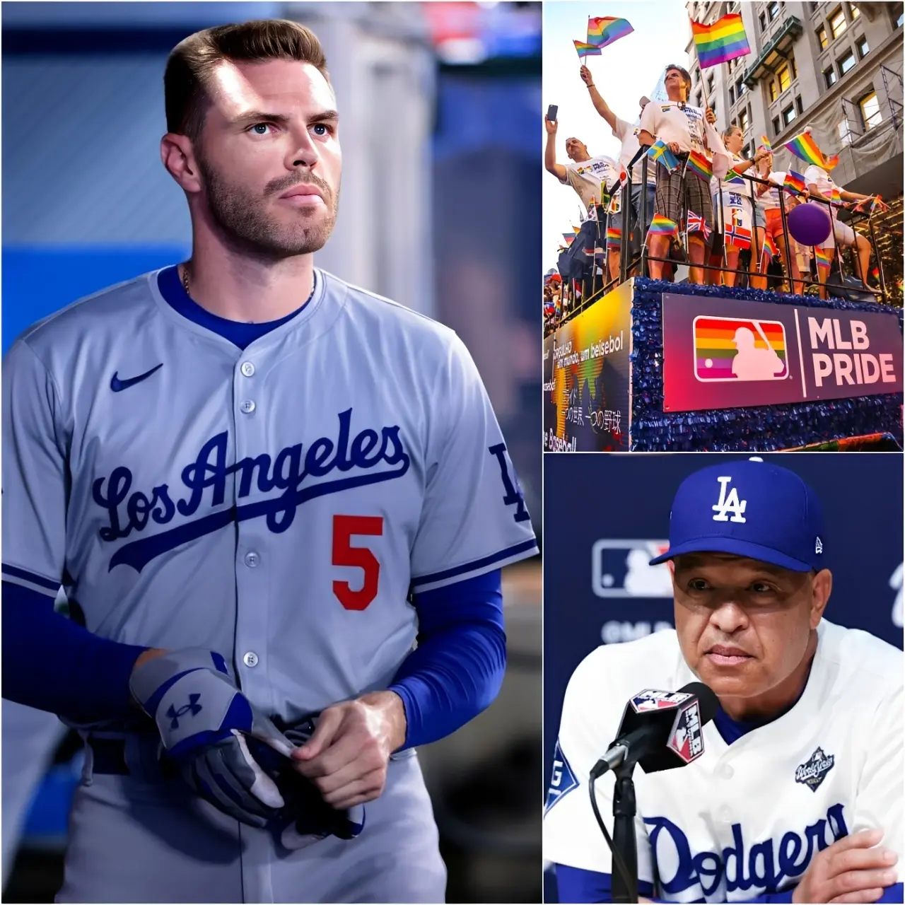 Cover Image for “Freddie” Freeman has sparked a nationwide controversy after publicly declaring he will not wear the LGBT rainbow captain’s armband in any upcoming major baseball games