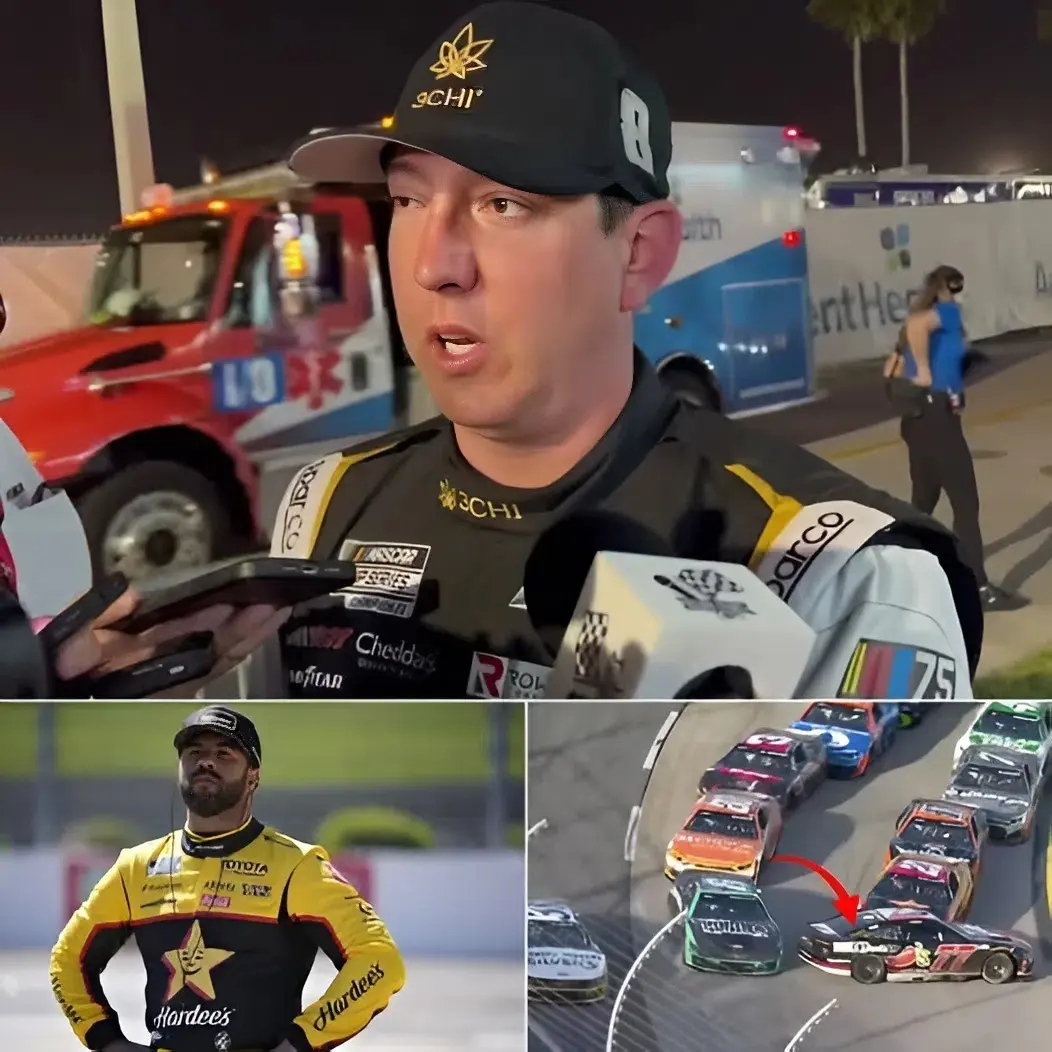 Cover Image for “That behavior doesn’t deserve to exist on the racetrack!” — Kyle Busch exploded, demanding NASCAR severely punish Bubba Wallace after his extremely dangerous high-speed retaliatory attack on Carson Hocevar’s car, even suggesting a ban