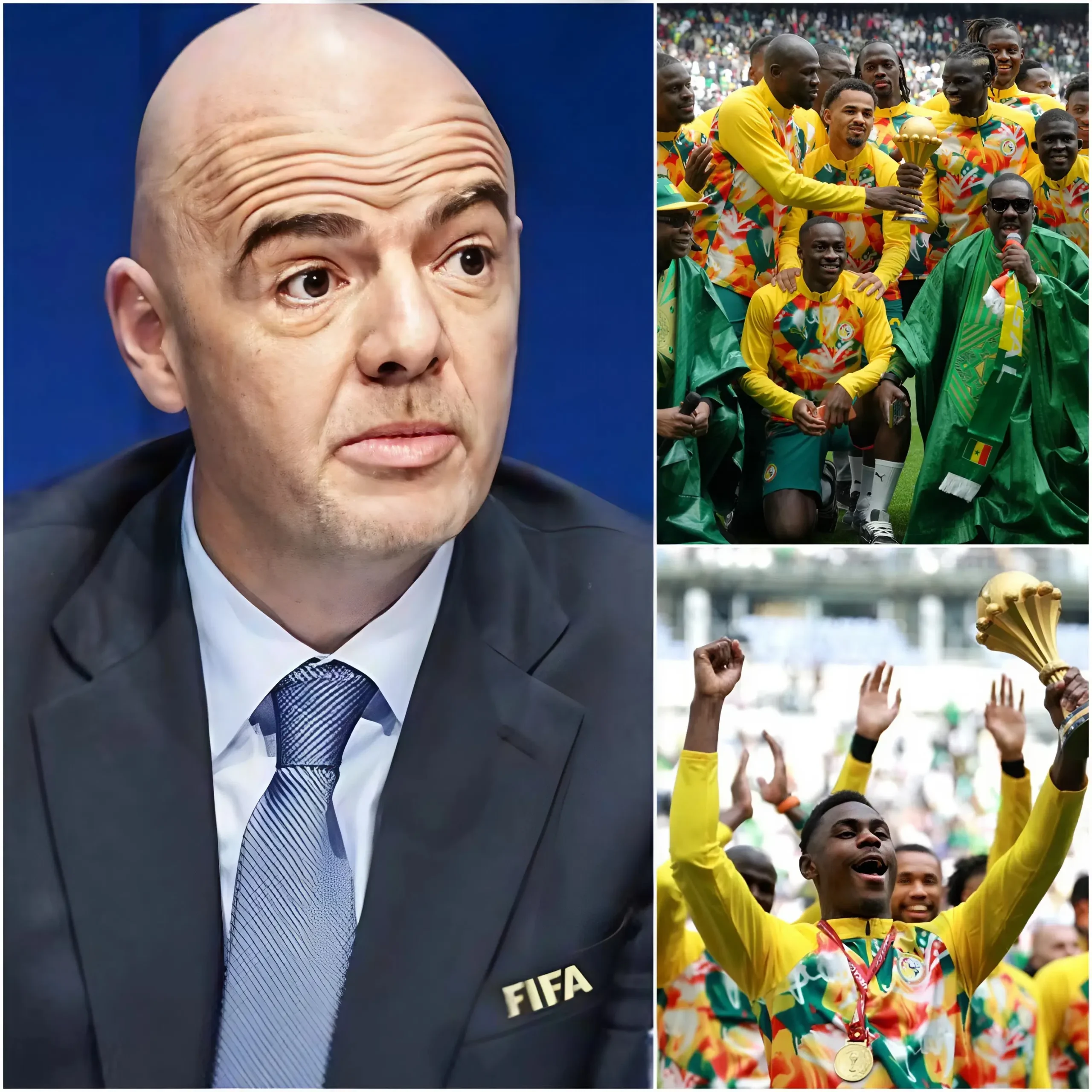 Cover Image for 🚨 SENEGAL FACES HEAVY SANCTIONS FROM CAF & FIFA AFTER CONTROVERSIAL TROPHY PARADE Just 5 minutes ago, President Gianni Infantino issued a CONTROVERSIAL ruling directly impacting the chances of Sadio Mané and his teammates to compete in the 2026 World Cup.