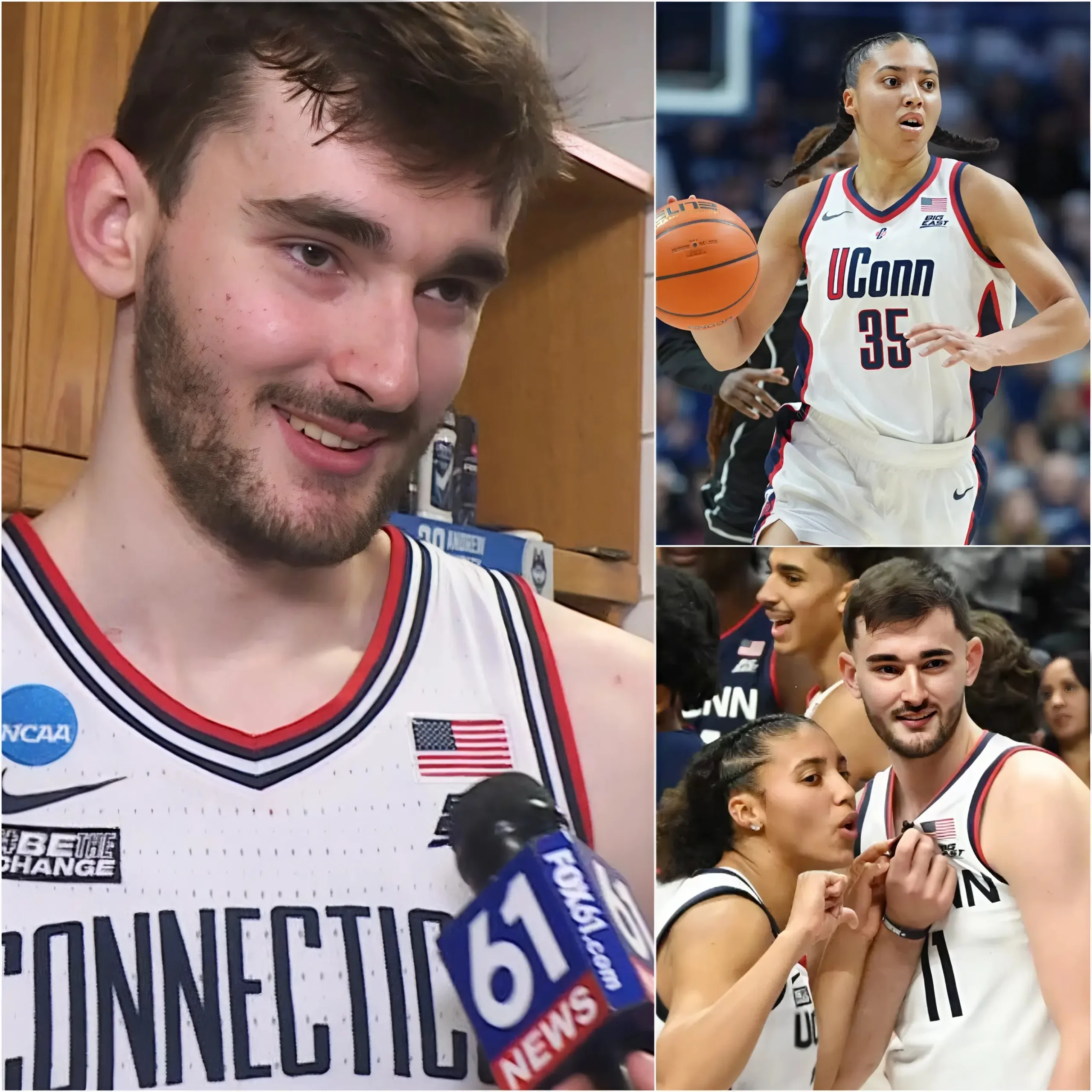 Cover Image for After UConn men’s impressive win in the Sweet 16, during an exclusive interview with CT Insider, Alex Karaban unexpectedly PRAISED Azzi Fudd with an emotional tone, saying,