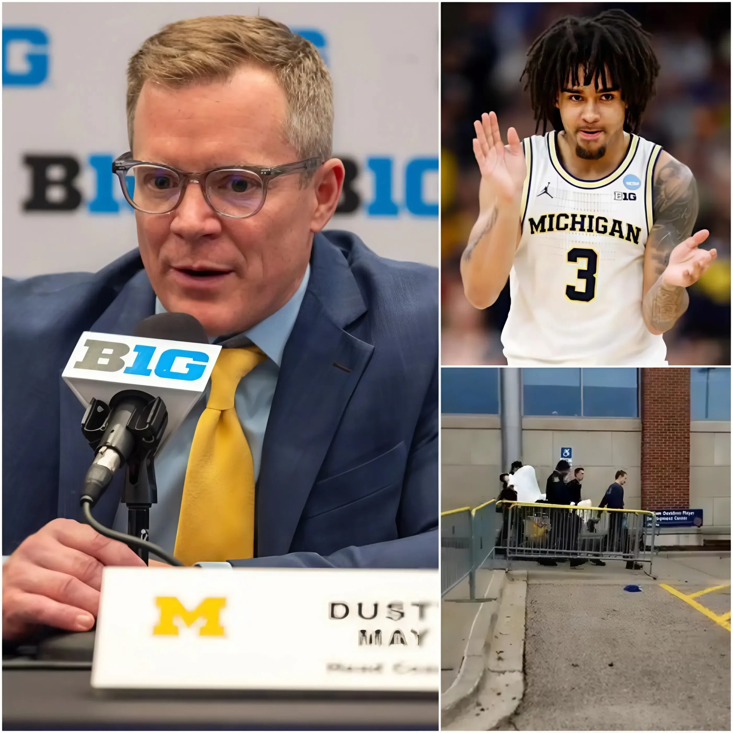 Cover Image for SHOCKING: Michigan head coach Dusty May has revealed the HEALTH CONDITION of Elliot Cadeau after he fainted yesterday. It’s an extremely sad update that no Michigan fan wanted to hear, but the reason why Cadeau had to be hospitalized has shocked everyone even more…
