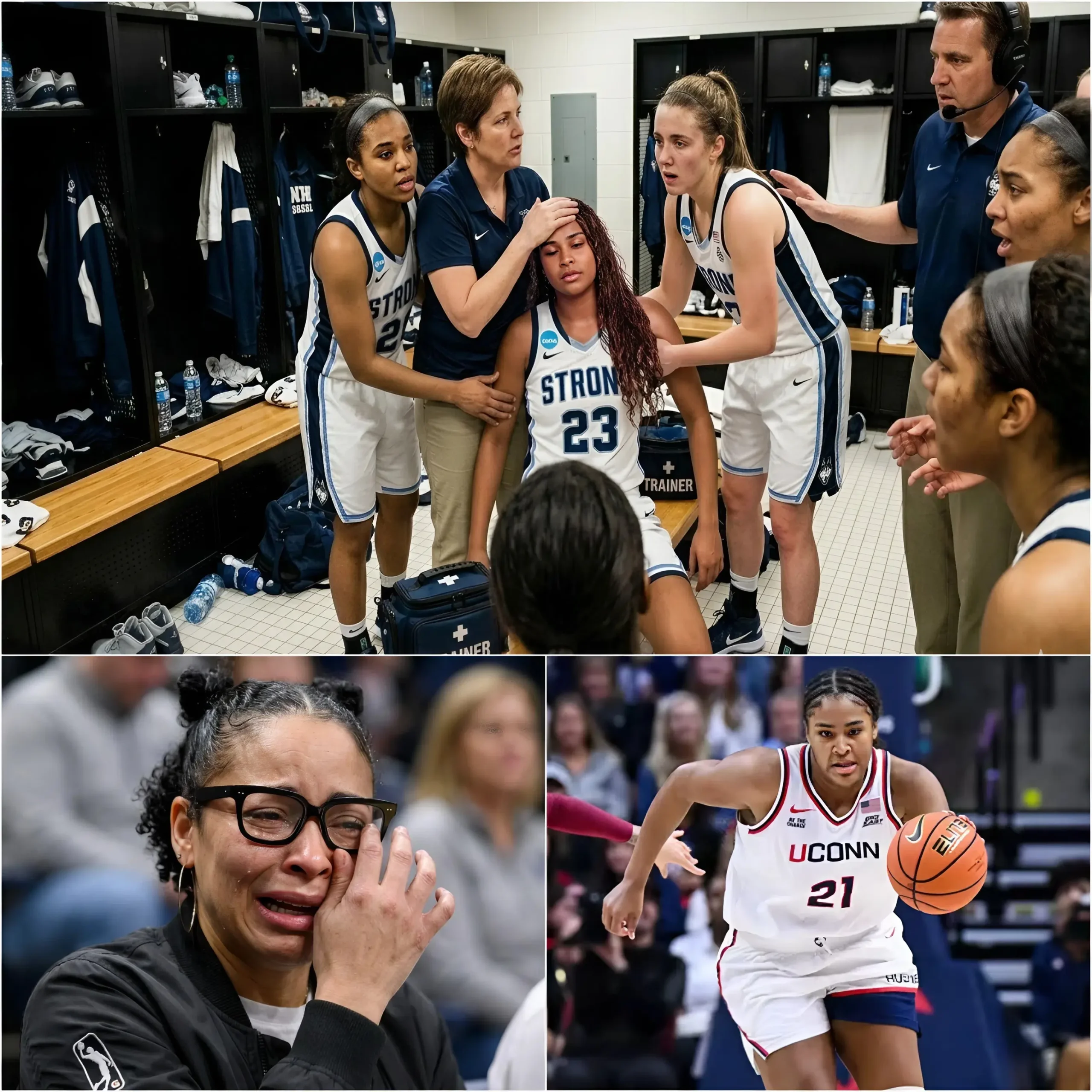 Cover Image for 💥Shocking: Sarah Strong’s mother CRIES as she reveals that her daughter collapsed in the changing room after the loss to South Carolina in the NCAA semifinals.