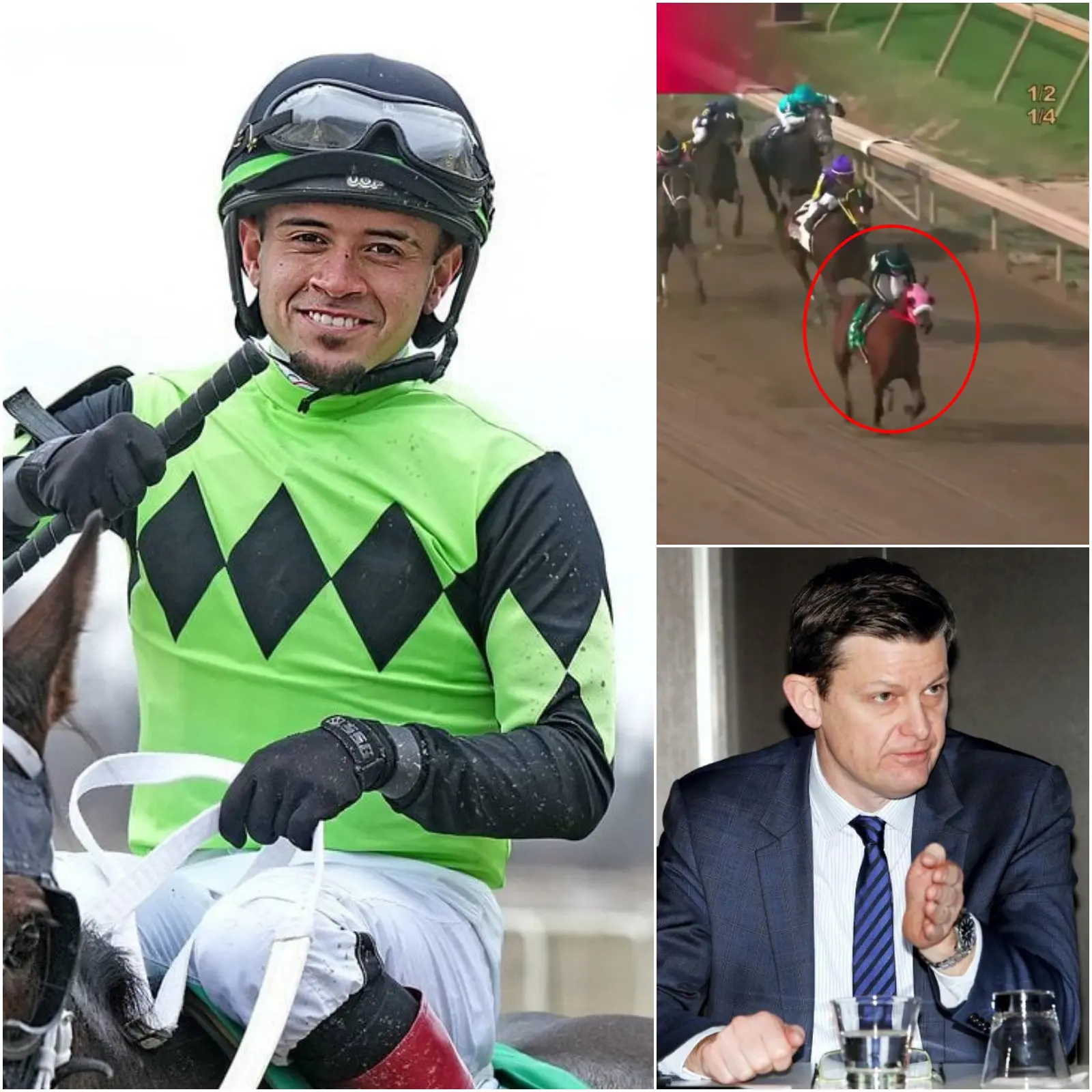 Cover Image for CONTROVERSIAL RACE: Jockey Eliseo Ruiz is unexpectedly under BHA investigation for high-tech cheating to suspiciously handle horse #5 Bailout Billy at Parx racetrack, leading to the BHA imposing the harshest penalty on Eliseo Ruiz amid outrage from betting fans.