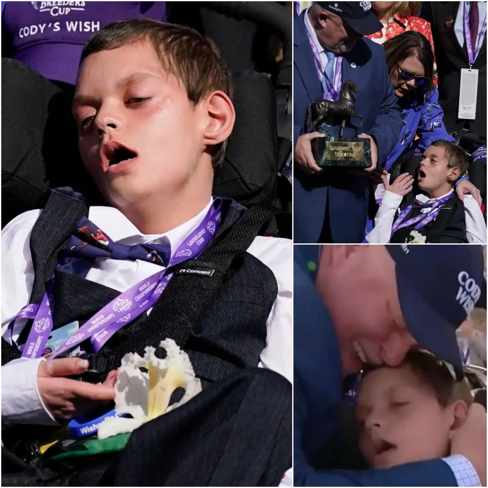 Cover Image for EMOTIONAL MOMENT AT BREEDERS’ CUP: Thousands of fans and jockeys were moved and saddened by a historic moment in horse racing history after Cody Dorman passed away at age 17 following the death of his beloved horse, Cody’s Wish, in his final race at the Breeders’ Cup.
