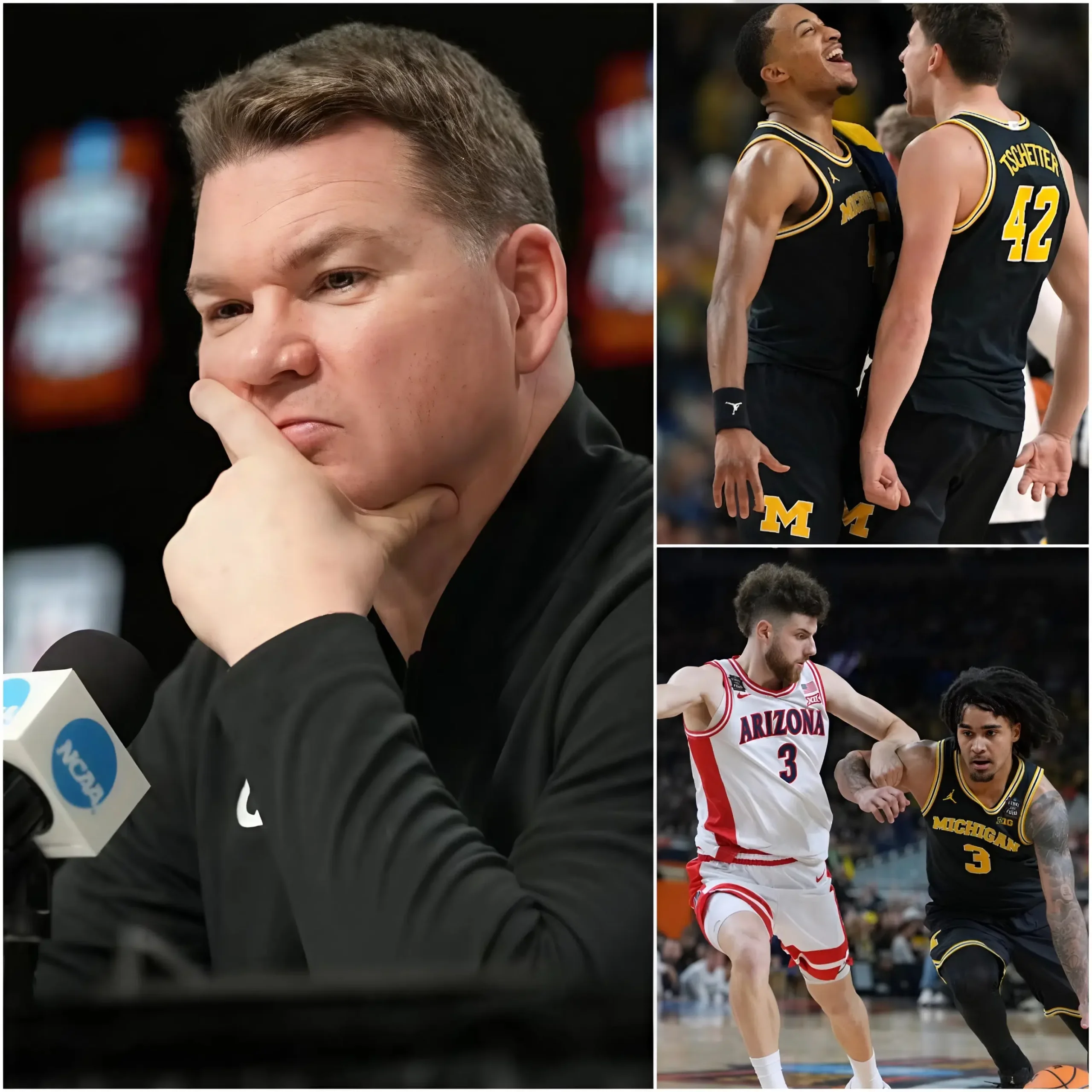 Cover Image for “Since becoming a coach, I have never seen such a talented player.” The emotional statement from Arizona Wildcats head coach Tommy Lloyd about a Michigan Wolverines player immediately created a huge wave among the public.