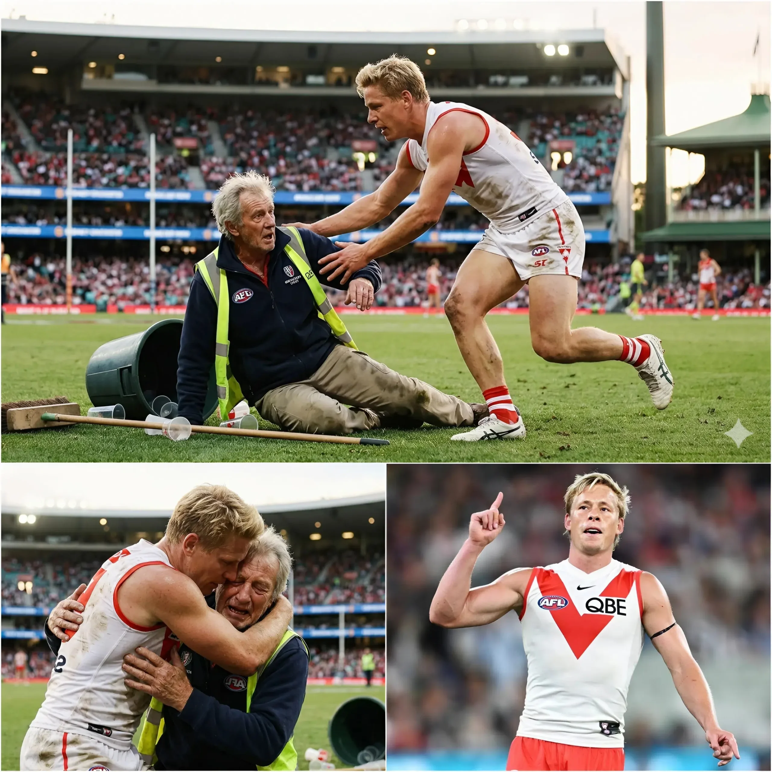 Cover Image for 💝💙The match between Sydney Swans and West Coast Eagles is entering its final moments. The SCG stadium is ablaze as Isaac Heeney, the brightest star of the Swans, leads his team to a commanding victory. The final whistle blows