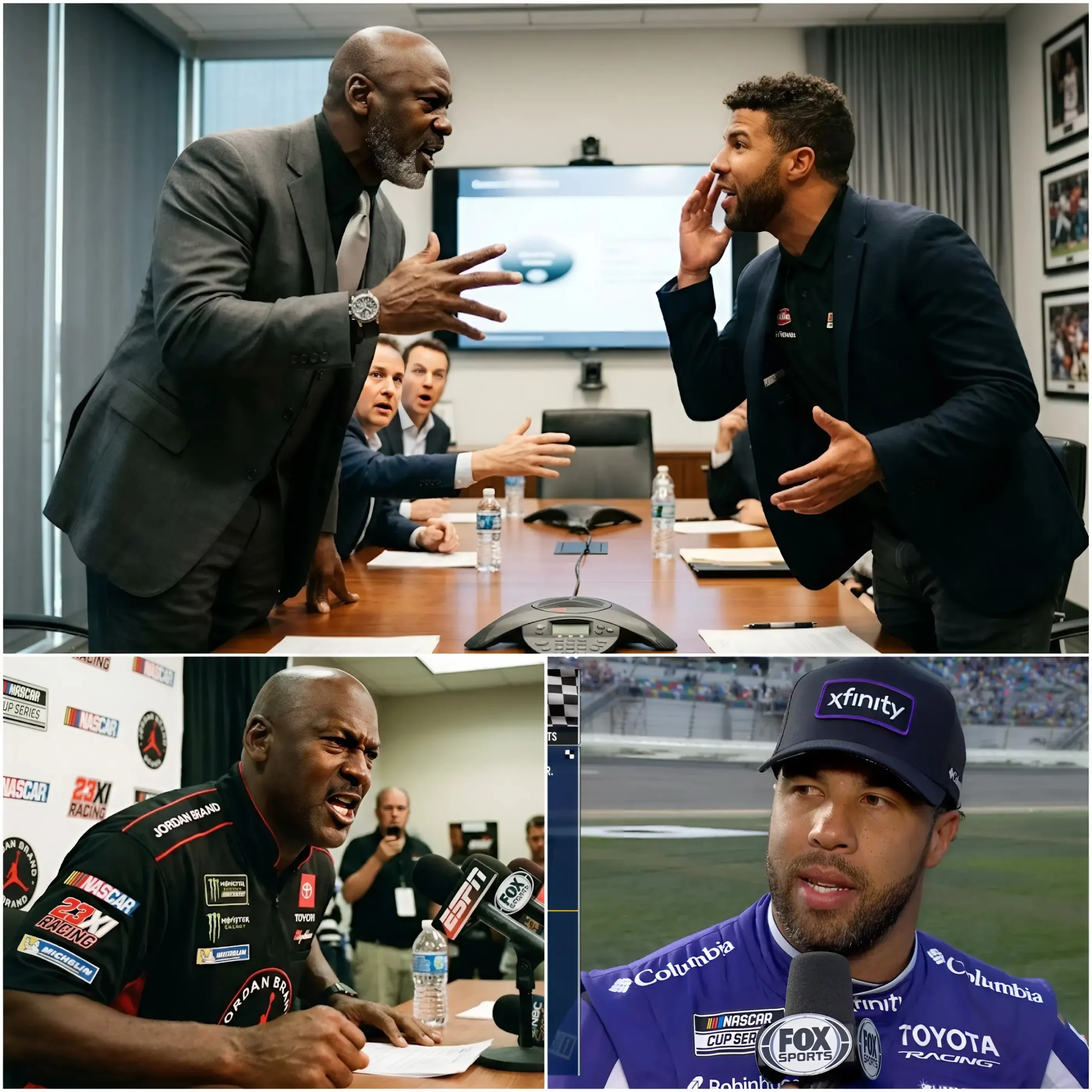 Cover Image for š“ BREAKING NEWS: āIāLL KICK HIM OUT OF TOYOTA!ā Michael Jordan unexpectedly flew into a rage and sent a direct warning to Bubba Wallace after simmering tensions within the racing team.