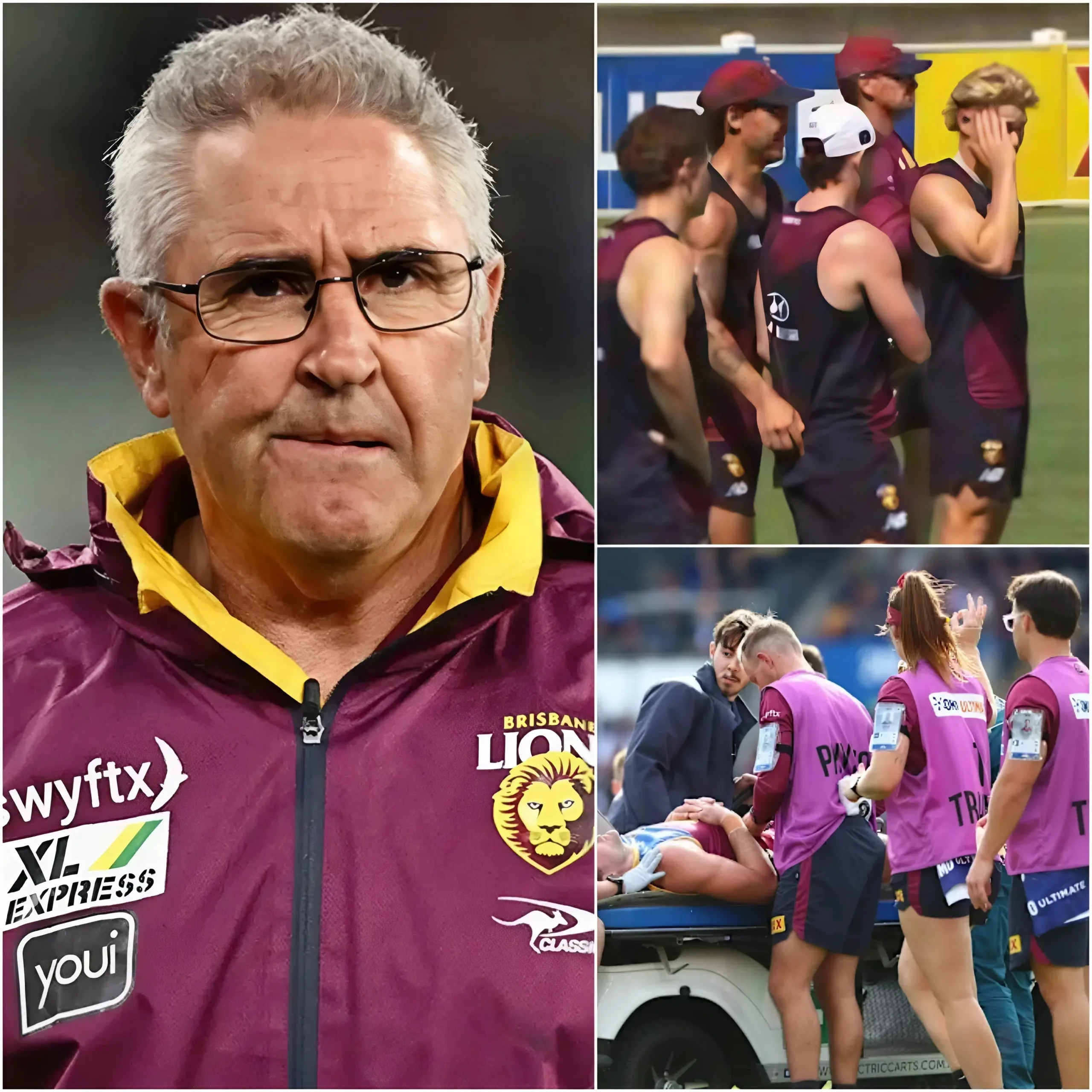 Cover Image for BAD NEWS 30 MINUTES AGO: A Brisbane Lions player has been taken to hospital in critical condition. The Brisbane Lions management has confirmed the news and offered their support to the player. However, the most heartbreaking news is that his chance to achieve a historic AFL “three-peat” with the team has almost vanished, causing great concern among fans.