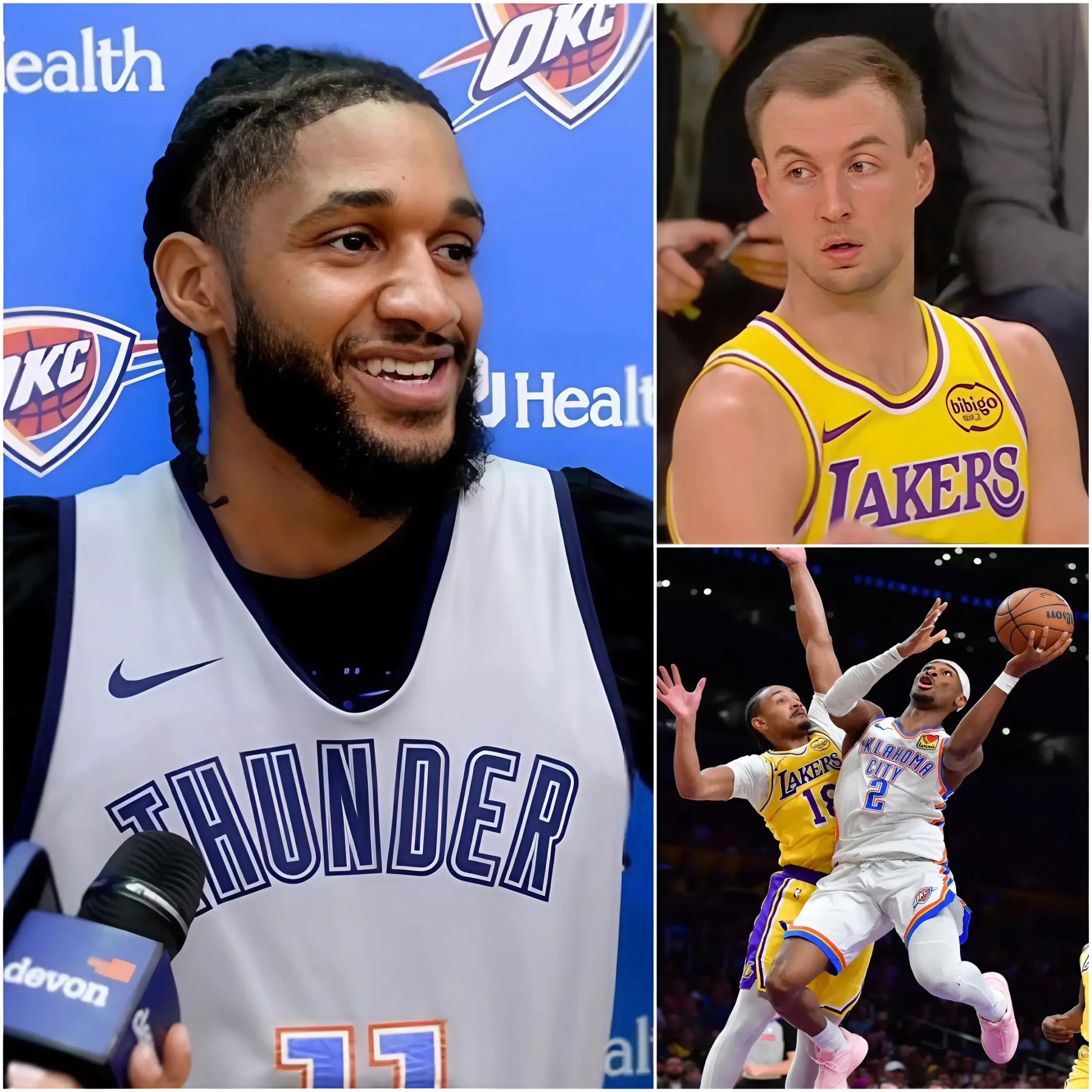 Cover Image for 🏀💥 “The Los Angeles Lakers are just an arrogant club, nothing special on the court. Just look at how we beat them twice.” – Isaiah Joe of the Oklahoma City Thunder made a shocking statement after their 123-87 victory over the Lakers. However, no one could have predicted Luke Kennard’s reaction…