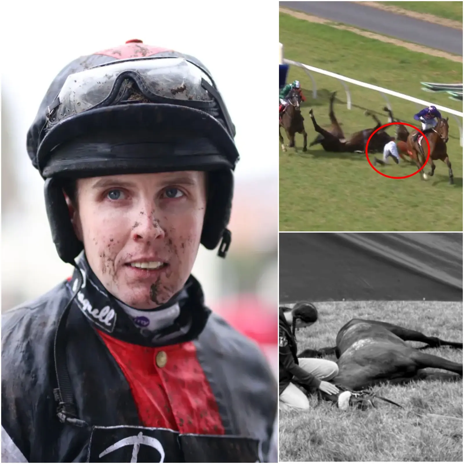 Cover Image for Tragedy at The Last Resort Club Handicap Hurdle: Rider Kielan Woods breaks down in tears as he recounts the horrific fall.