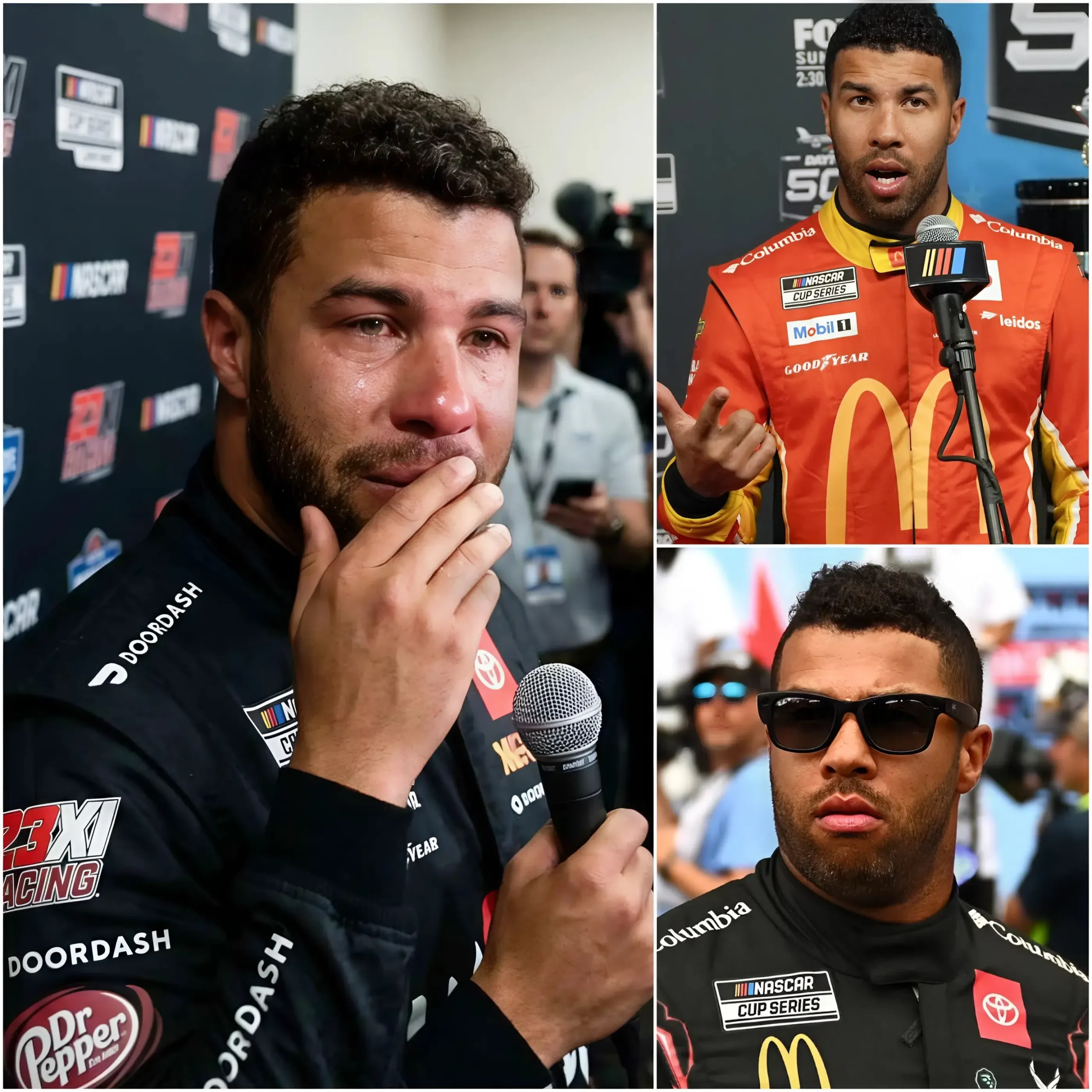 Cover Image for 🏁Just 2 hour ago: With tears streaming down his face, Bubba Wallace heartbreakingly announced that he would not be able to race in the next event. When the reason was revealed, the entire NASCAR community was left in deep sorrow, unable to hold back their tears.
