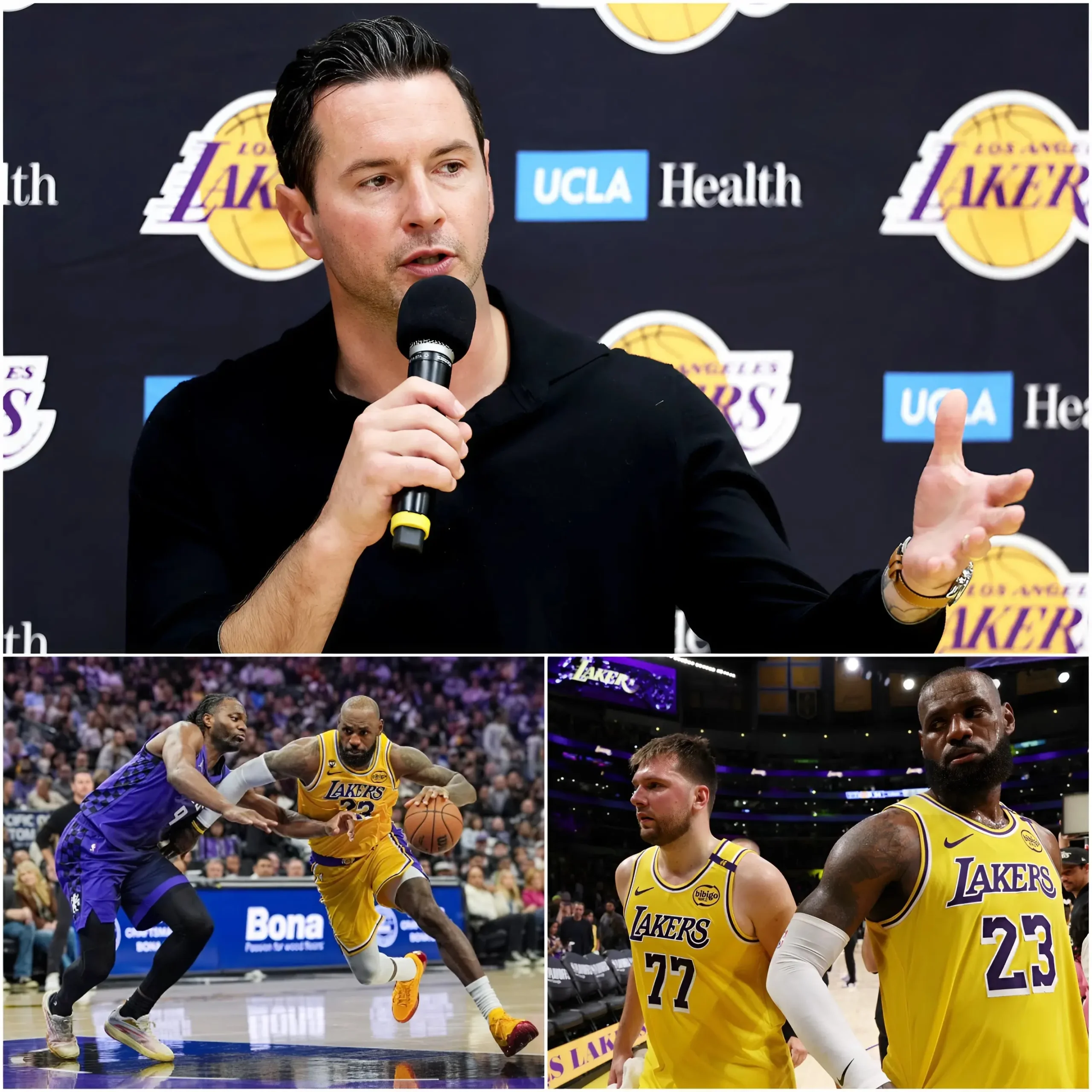 Cover Image for 🔥🔥 INTERNAL CONFLICT: Head coach JJ Redick has announced the removal of two players from the Los Angeles Lakers roster for tomorrow’s game against the Golden State Warriors.