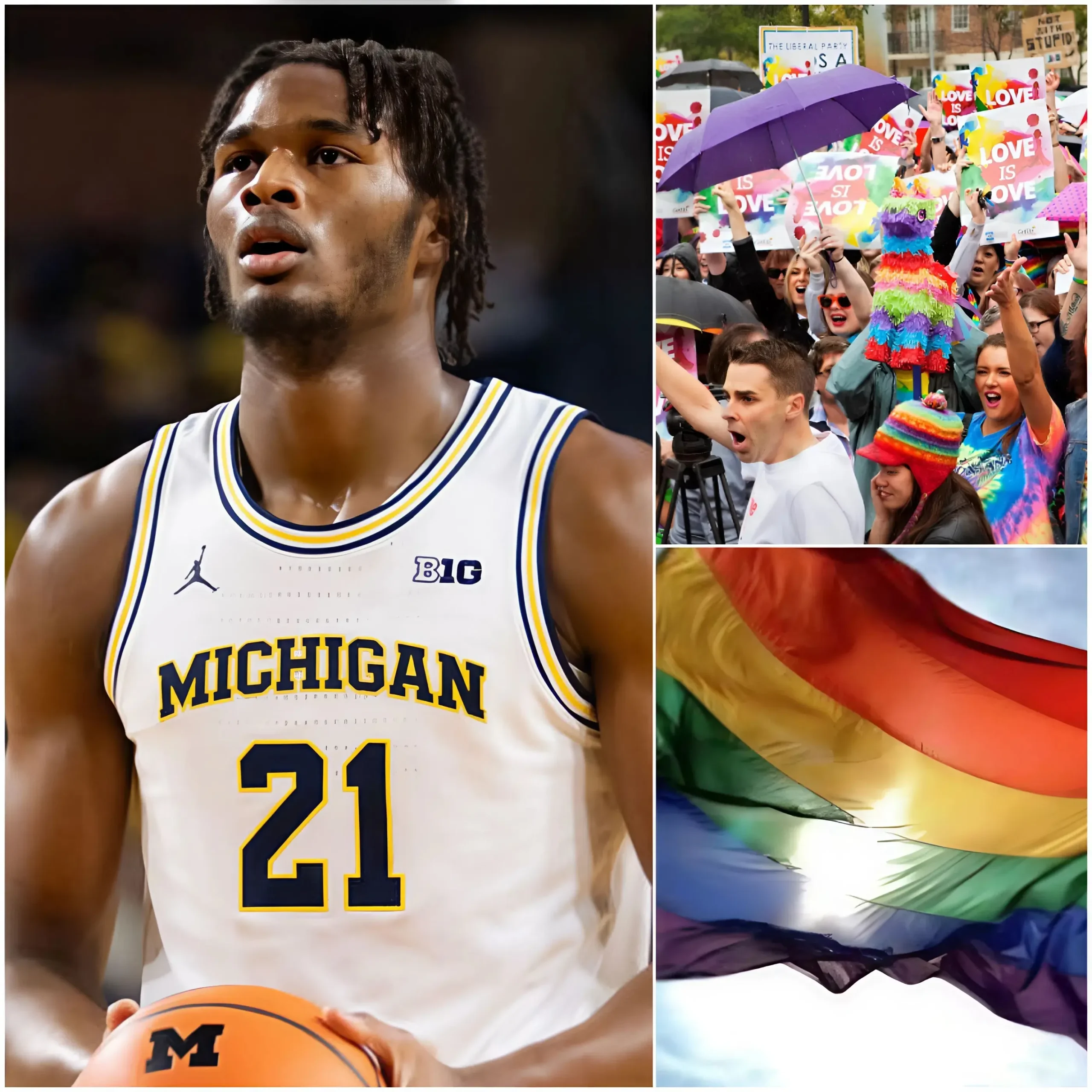 Cover Image for 🚨 BREAKING NEWS: Morez Johnson Jr. of the Michigan Wolverines has publicly refused to wear jerseys or use any equipment featuring the LGBT rainbow symbol for the remainder of the season. The veteran star stated: