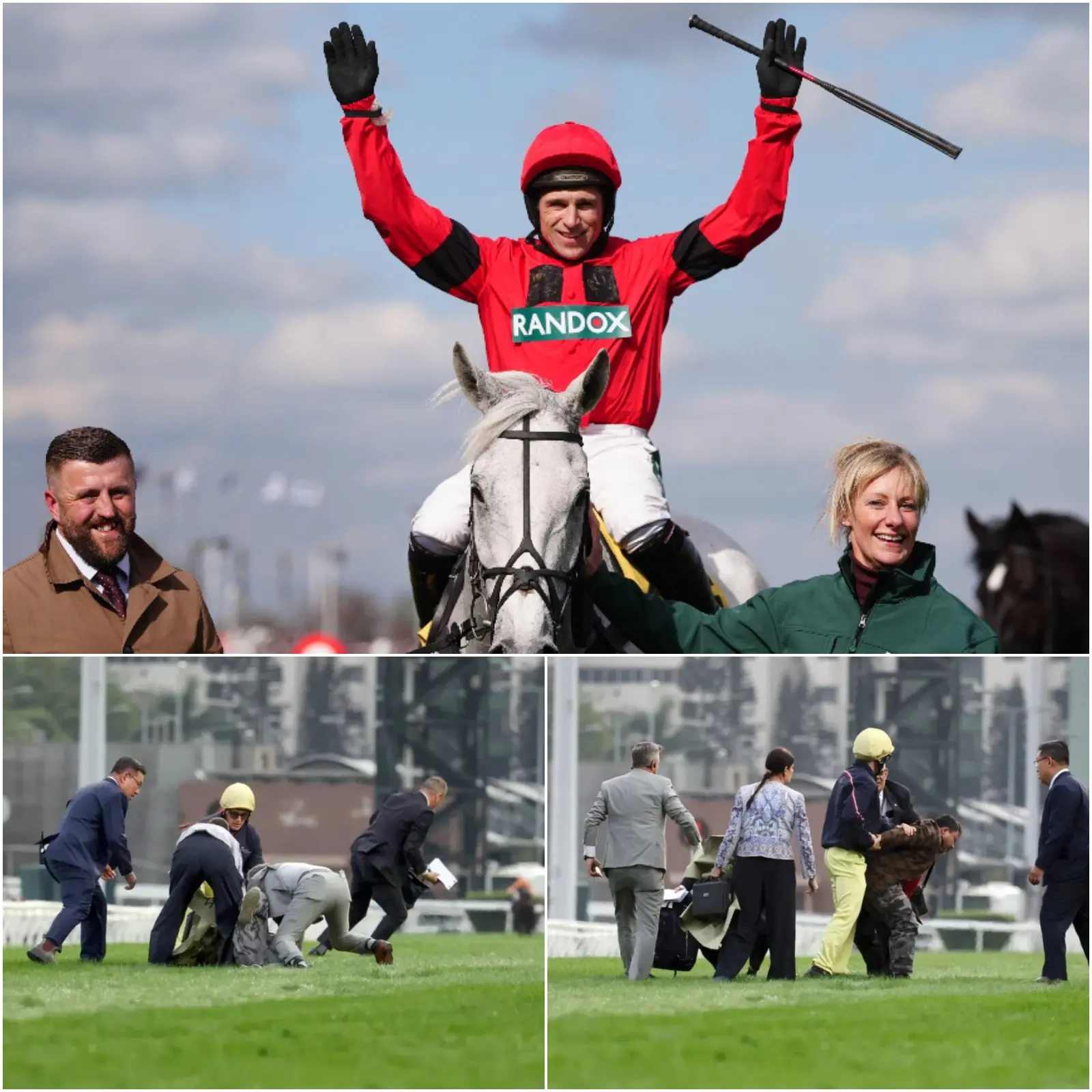 Cover Image for ‘BREAKING NEWS’ A brave security officer subdued a protesting intruder just seconds before Grey Dawning’s dramatic victory under jockey Harry Skelton at the Grand National Festival, and the man’s subsequent testimony surprised racecourse security due to his alleged connection to the winning horse.