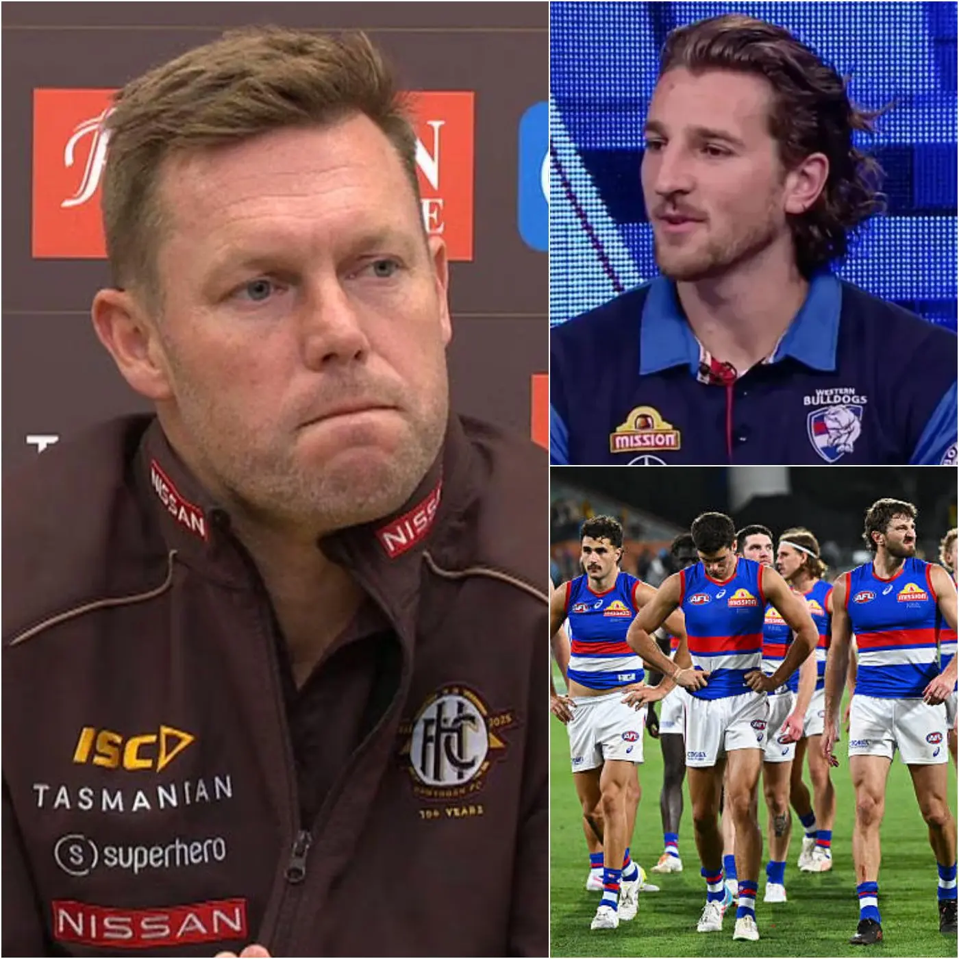 Cover Image for “THEY WERE TOO SLOW AND SIMPLY NOT AT THE LEVEL,” Hawthorn coach Sam Mitchell said bluntly in a post-match interview after the dominant 104–64 victory over the Western Bulldogs. He didn’t hold back, criticizing both the players and the overall structure of the Bulldogs’ game plan.