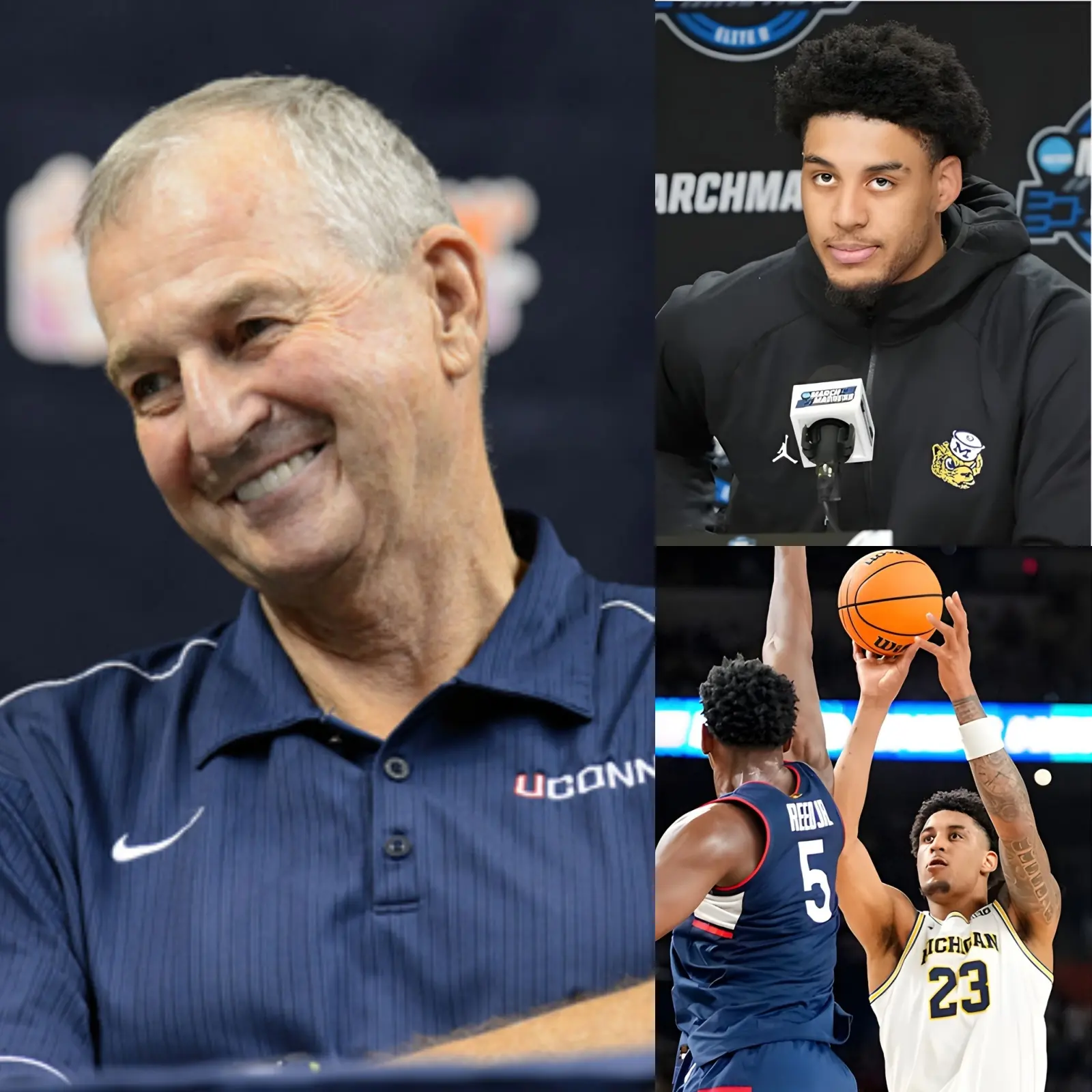 Cover Image for NEWS INTENSE: In a shocking turn of events, Uconn Huskies basketball legend Jim Calhoun publicly mocked Michigan’s 69-63 victory over Uconn, claiming the result was rigged and “stabilized” by controversial referee decisions.