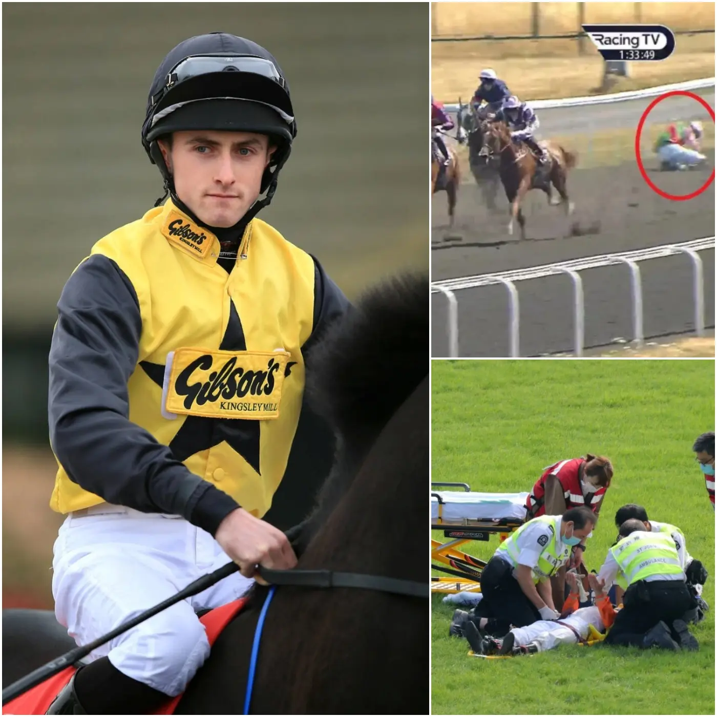 Cover Image for “A Kempton disaster, a shock to the horse racing industry”: Riders Neil Callan and Charlie Bennett were thrown off the track after Callan’s horse, Take A Stand, crashed, forcing bookmakers to refund bets on the horse finishing 100 lengths behind.