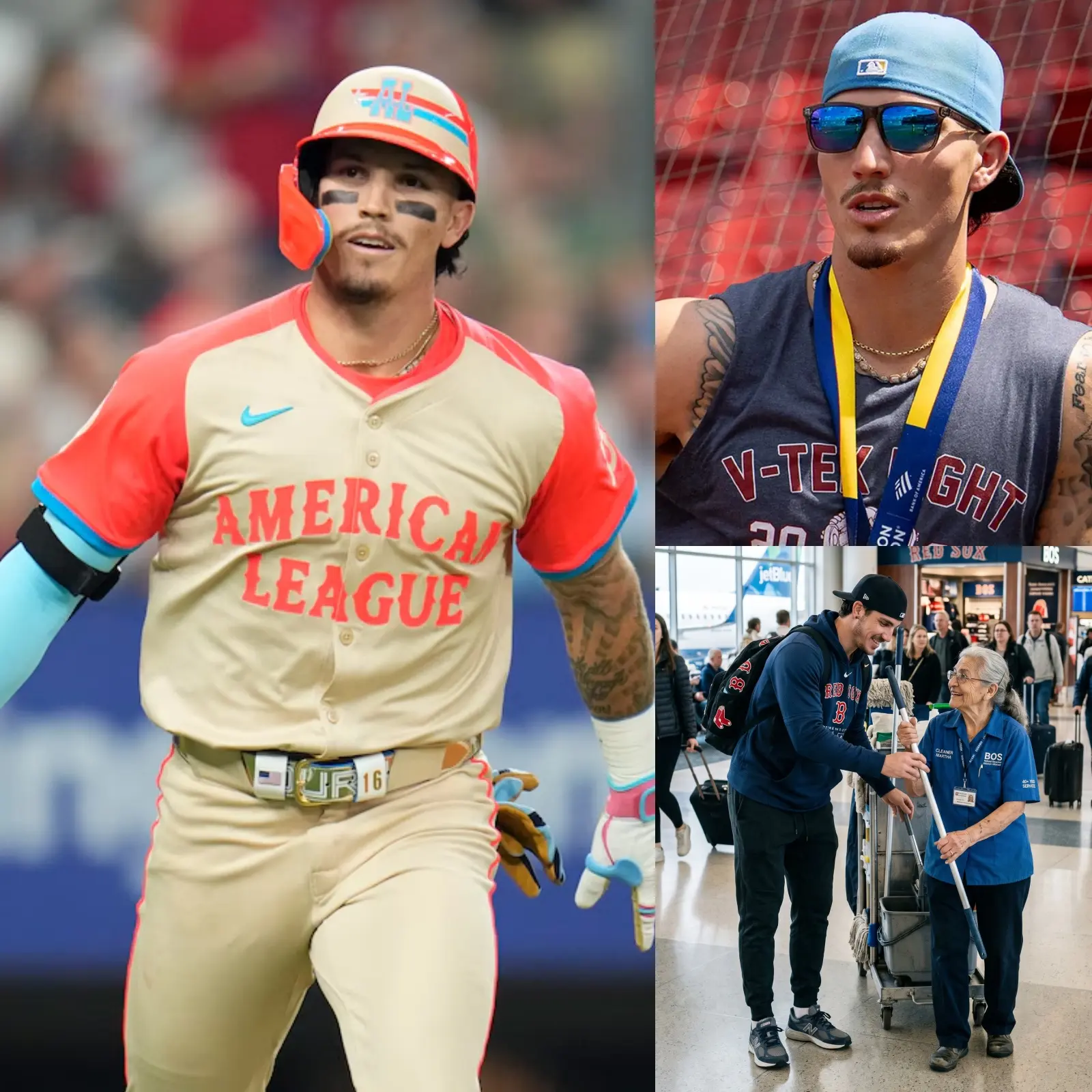 Cover Image for GOOD NEWS FROM LAX AIRPORT 35 MINUTES AGO: Football player Jarren Duran quietly saved the American dream of a 72-year-old airport cleaning staff member who was about to be laid off for being “too old to work.”