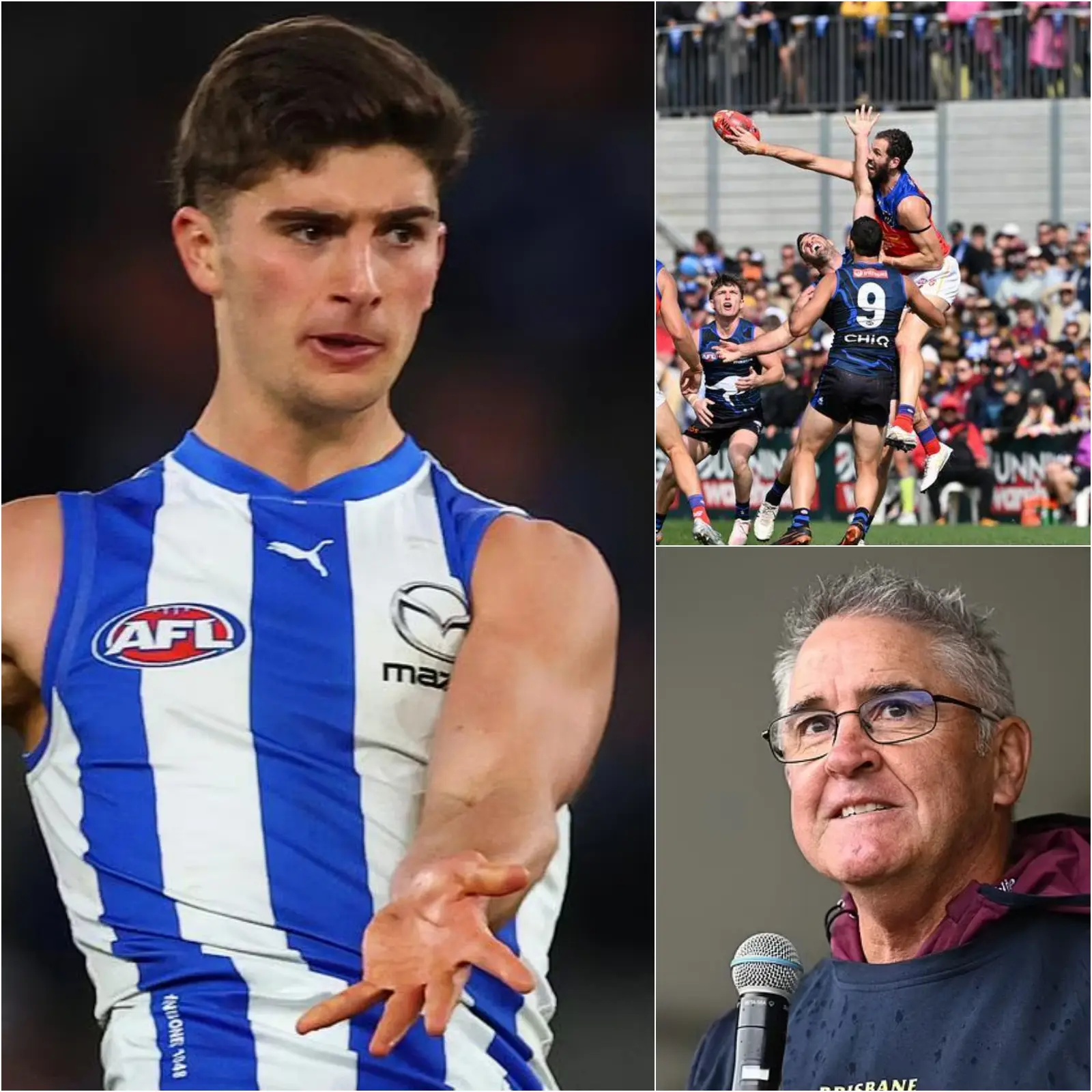Cover Image for âNo matter how much cheating you do, you canât win!â â North Melbourne quarterback Harry Sheezel lashed out at the Brisbane Lions after their humiliating 104â64 loss.