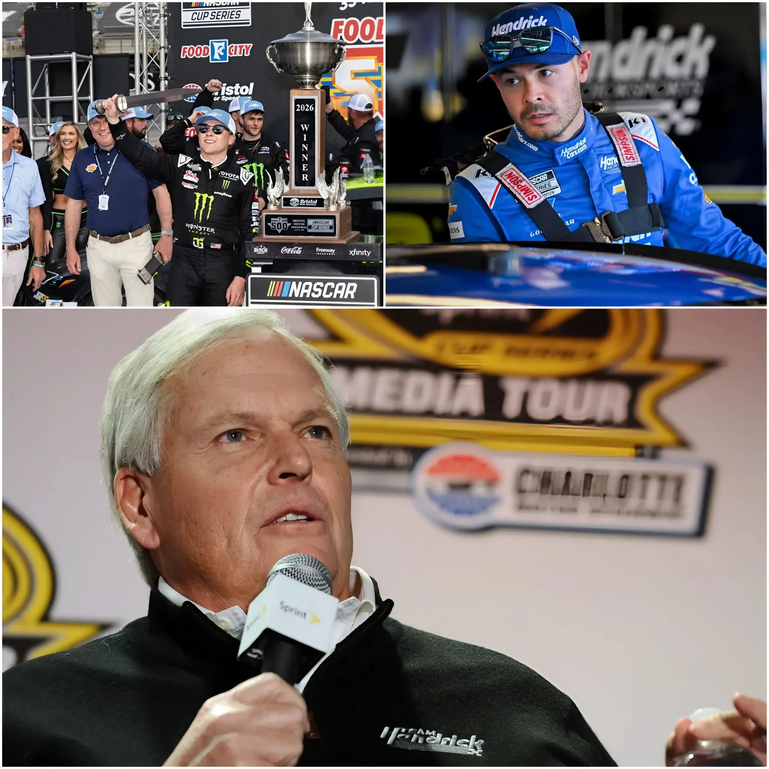 Cover Image for âTHIS DEFEAT WAS FORESEEN!â Rick Hendrick spoke out after Kyle Larsonâs loss at the Food City 500. Hendrick claimed that Larsonâs indifferent attitude and lack of mental preparation prevented him from handling a strong opponent like the young Ty Gibbs.
