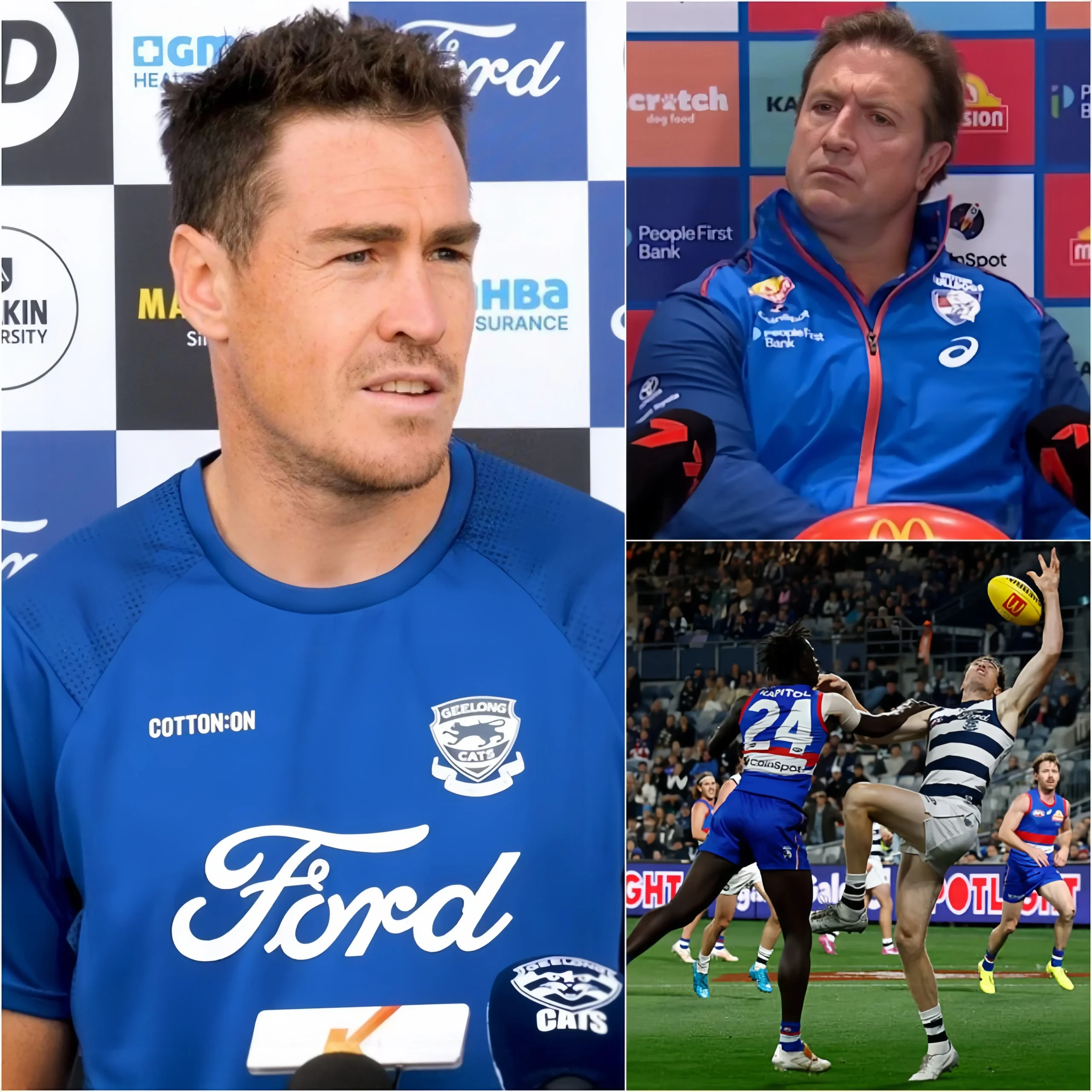 Cover Image for “NO MATTER HOW MUCH YOU CHEAT, YOU STILL CAN’T ESCAPE DEFEAT!” — Geelong star Jeremy Cameron took a brutal swipe at the Bulldogs after their humiliating 56-131 loss. He accused the Bulldogs of using underhanded tactics to try to gain an advantage