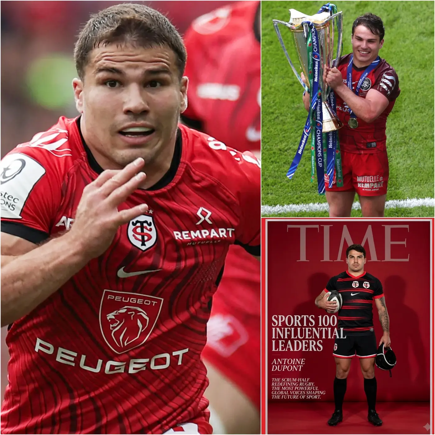 Cover Image for 🔥 CONFIRMED: Stade Toulousain captain Antoine Dupont has officially been named one of TIME magazine’s 100 most influential people in global sports, an incredible milestone that has shaken the French rugby world as his outstanding performances