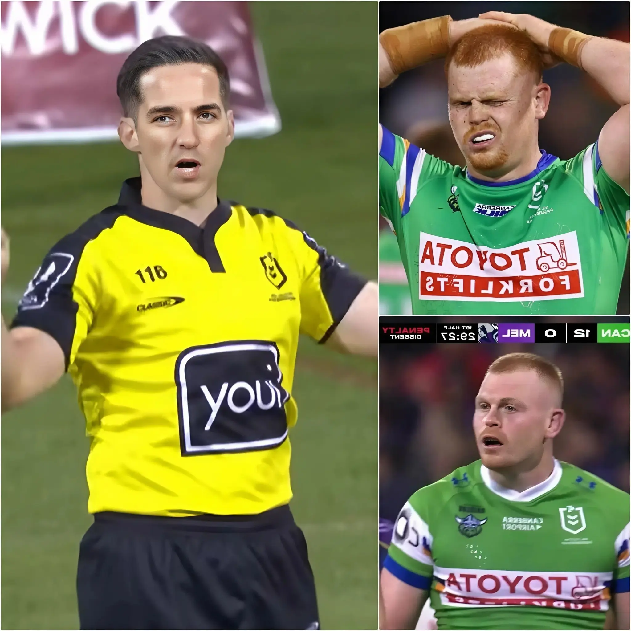 Cover Image for BREAKING NEWS: Breaking his silence after receiving a severe penalty from the NRL, referee Peter Gough, who officiated the match between the Canberra Raiders and the Storm, has spoken out to explain why he issued a card to player Corey Horsburgh following a misconduct incident.