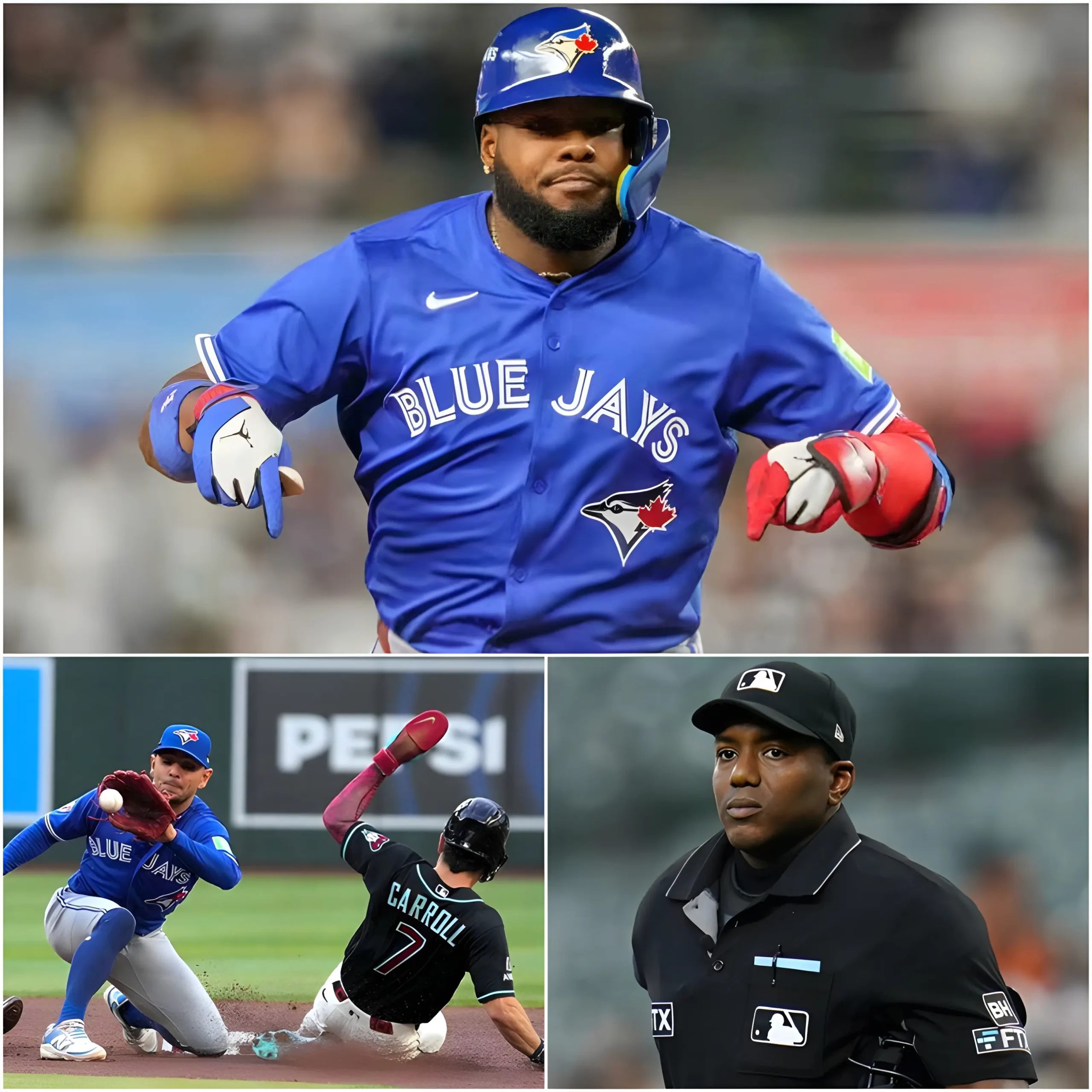 Cover Image for “IT’S CLEAR THAT Arizona Diamondbacks WERE FAVORED.” – Vladimir Guerrero Jr. strongly criticized the umpiring crew, accusing them of bias toward the Diamondbacks in the final moments of the game.