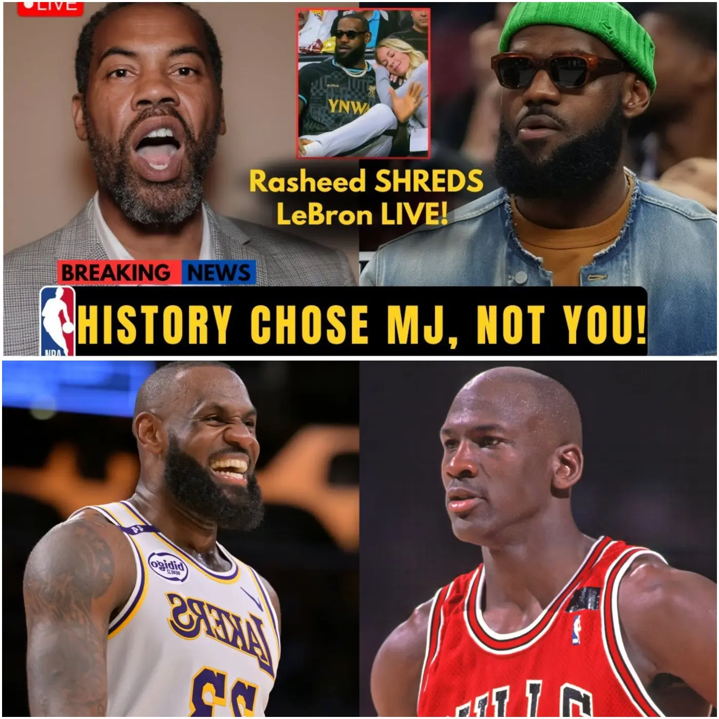 Cover Image for 🚨 BREAKING: RASHEED WALLACE SHOCKS THE NBA WORLD — “LEBRON WILL NEVER COMMAND MJ-LEVEL RESPECT!”