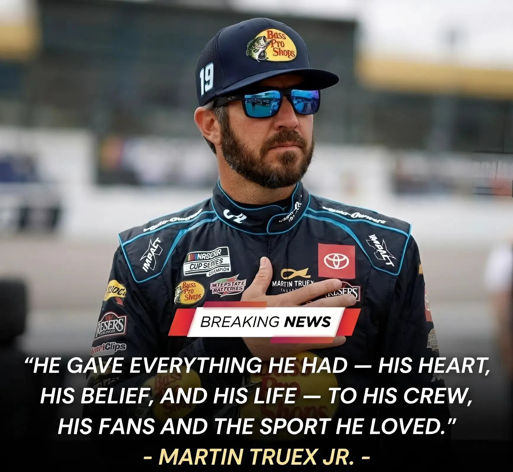 Cover Image for Just moments ago💔 NASCAR veteran **Martin Truex Jr.**, one of the most respected and admired drivers in the sport, is at the center of an emotional update that has left the racing community deeply concerned.