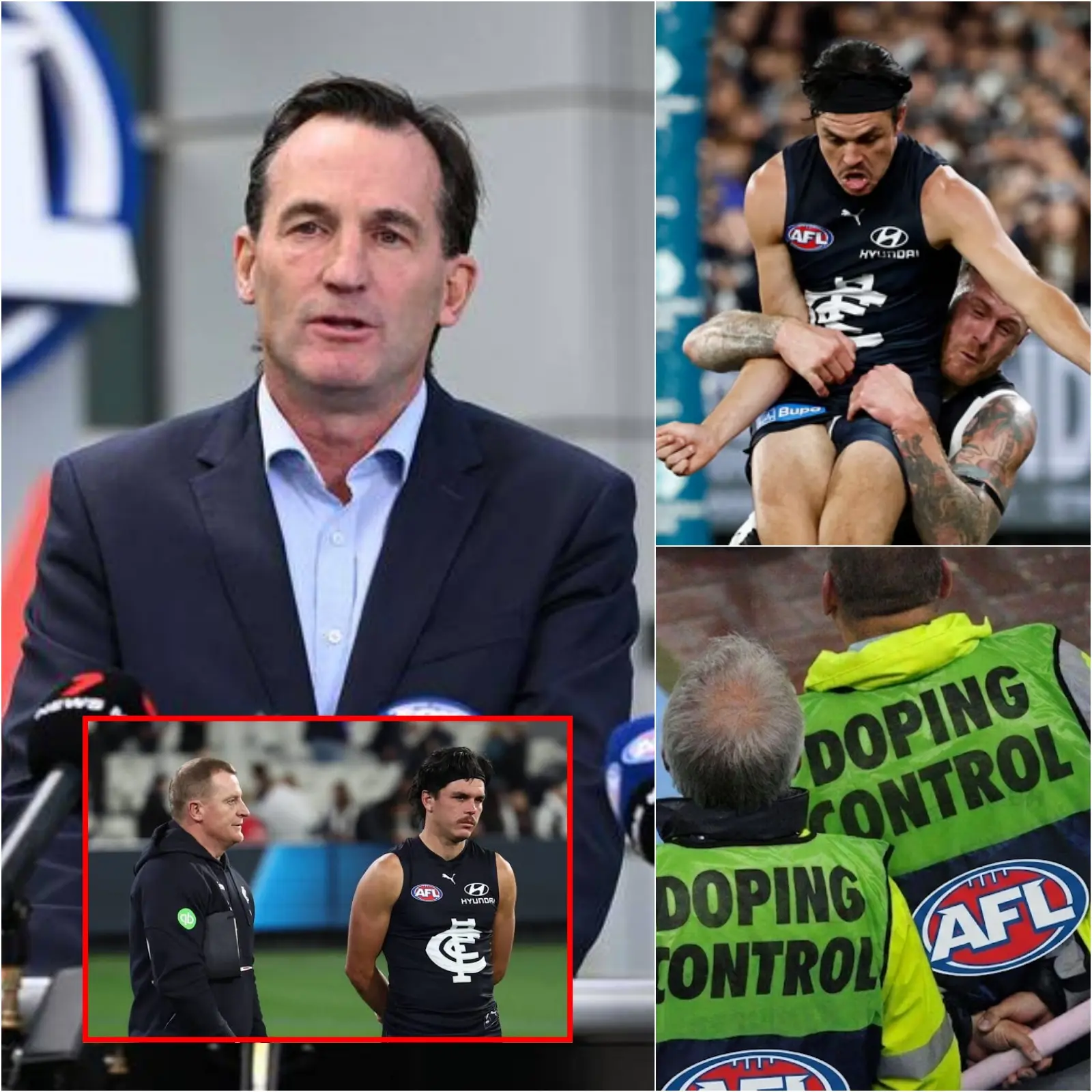 Cover Image for “AFL’S SHOCKING SCANDAL AND SEVERE PUNISHMENT” Carlton player Elijah Hollands failed post-match medical tests after losing control of his behavior on the Melbourne Cricket Ground, and immediately tested positive for a banned doping substance.