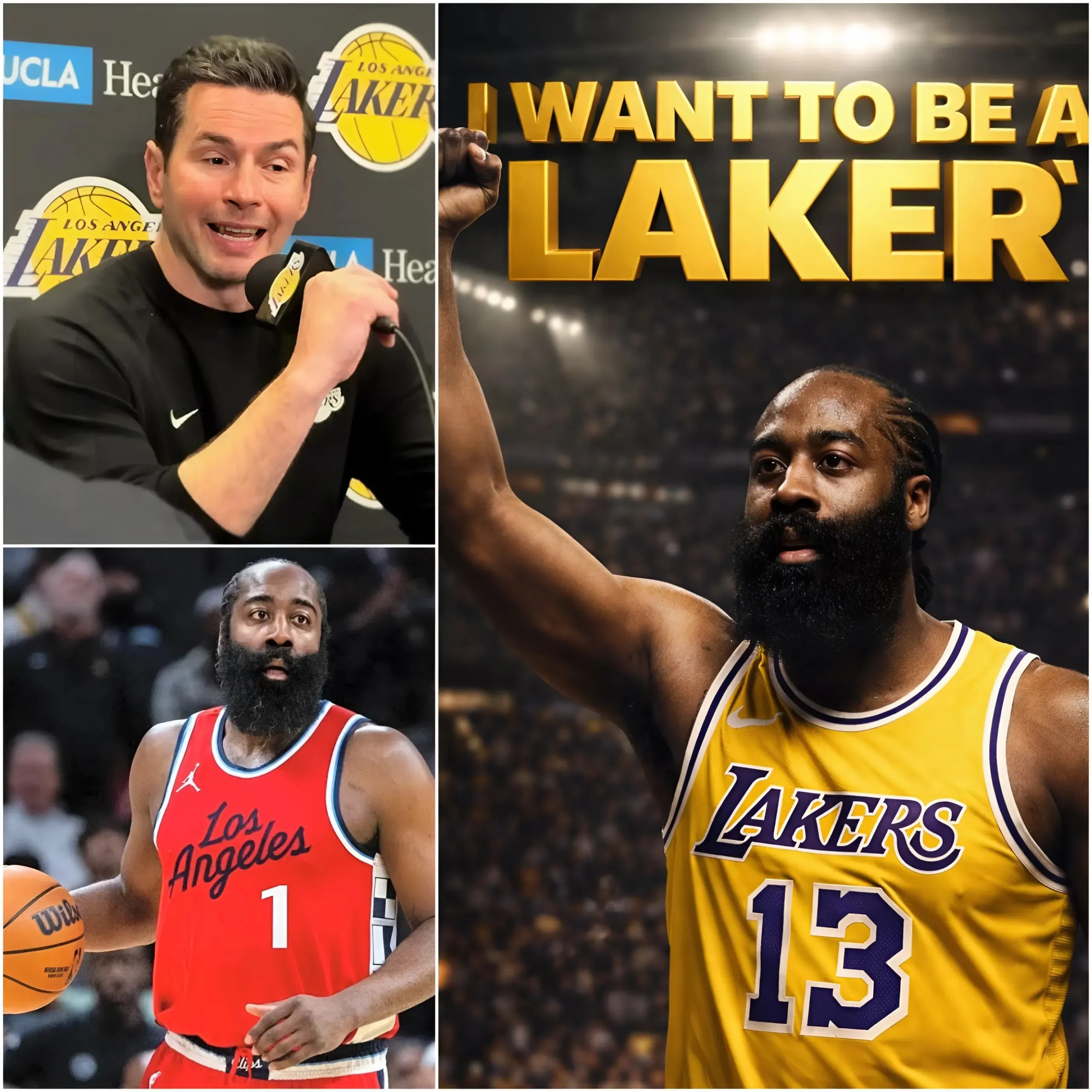 Cover Image for 😱🔥 SHOCKING: JAMES HARDEN expresses his desire to join the Los Angeles Lakers as soon as the season ends. Coach JJ Redick also believes this player would be a perfect addition to the Lakers team, thanks to his dynamism and impressive ability to control the game.
