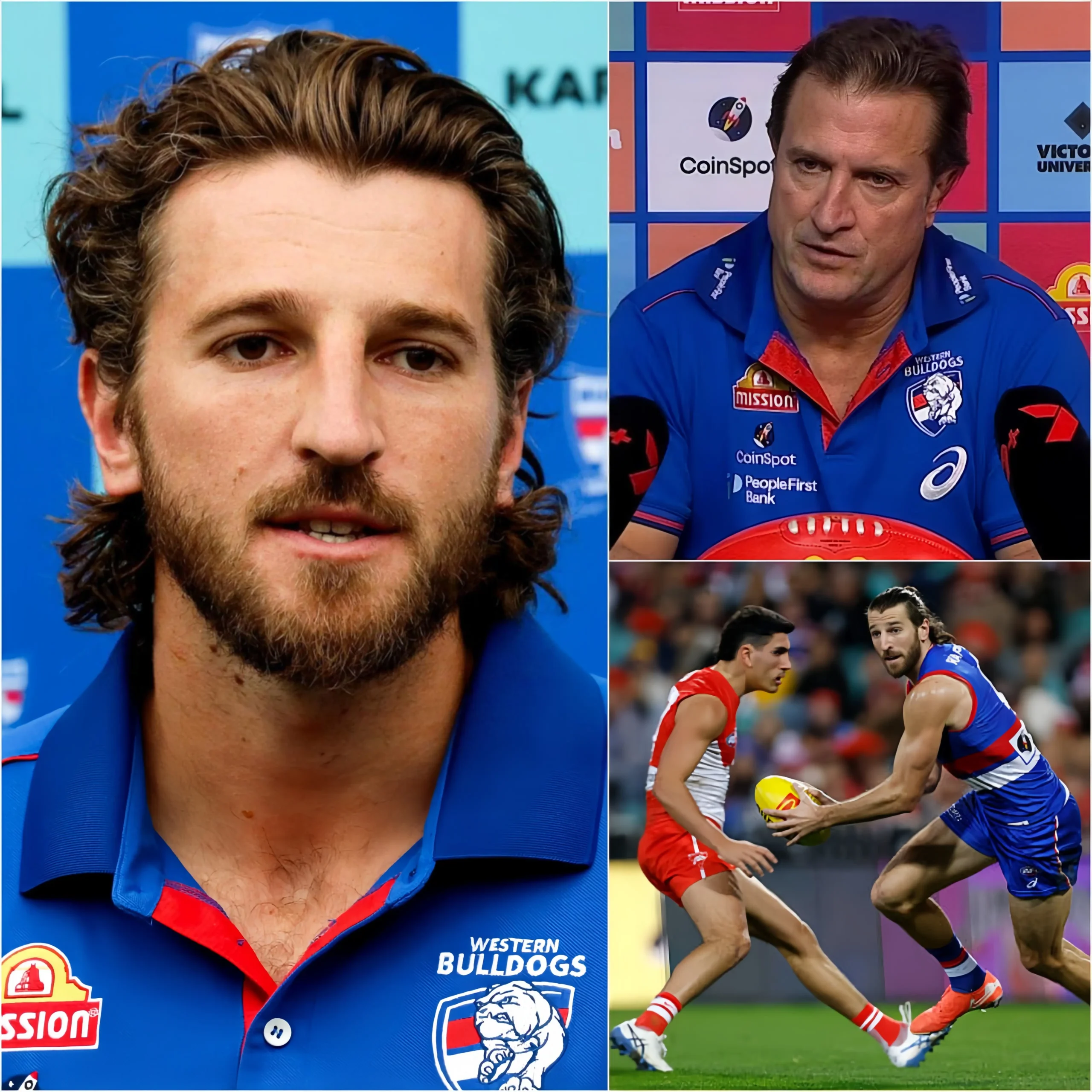 Cover Image for 🚨 “IT’S ME OR HIM!” Bulldogs captain Marcus Bontempelli stunned everyone by demanding that the coaching staff drop one player from the team before their crucial clash with the Sydney Swans, threatening not to take the field otherwise.