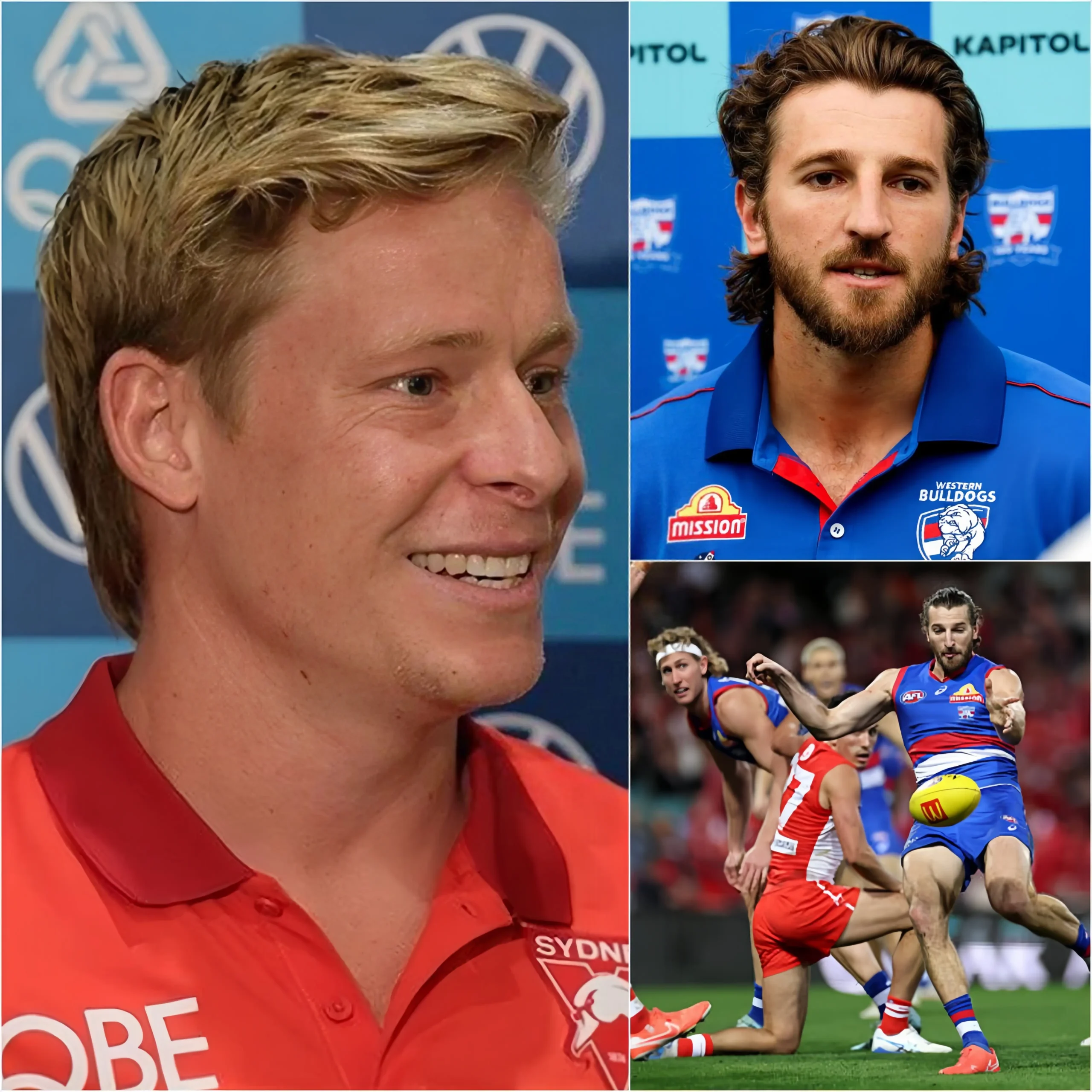 Cover Image for 10 MINUTES AGO: Ahead of the highly anticipated clash between the Sydney Swans and the Western Bulldogs, Sydney Swans star Isaac Heeney shocked everyone by publicly criticizing Marcus Bontempelli. Heeney claimed that “Bontempelli will never reach my level” and dismissed most of his highlights as “pure luck,
